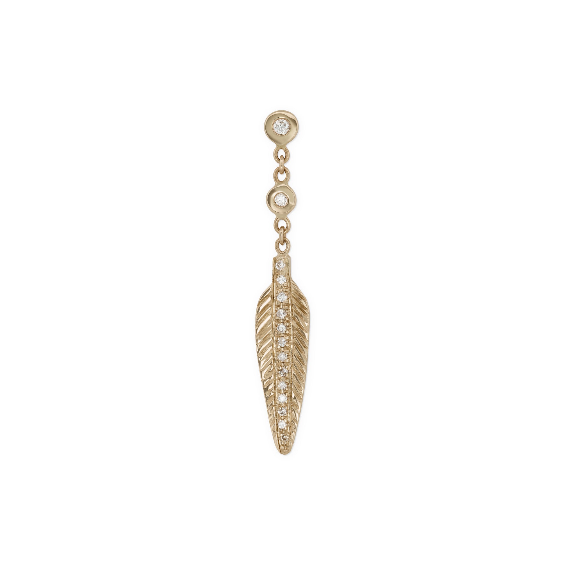 2 Diamond + Pave Feather Drop Stud