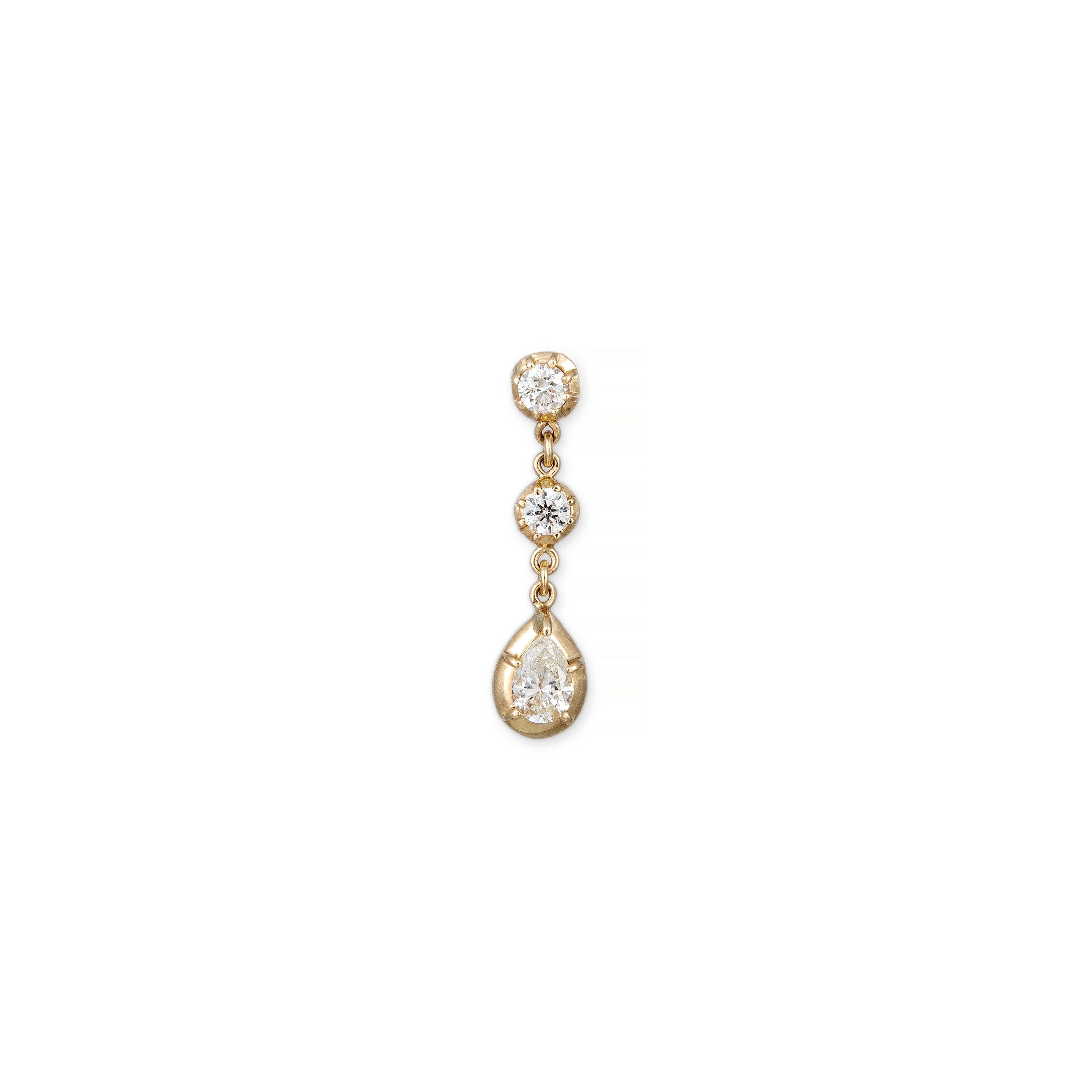 Sophia 2 Round + Teardrop Diamond Drop Stud