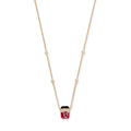 Pave Pink Tourmaline Teardrop Cap + Watermelon Tourmaline Baguette Necklace