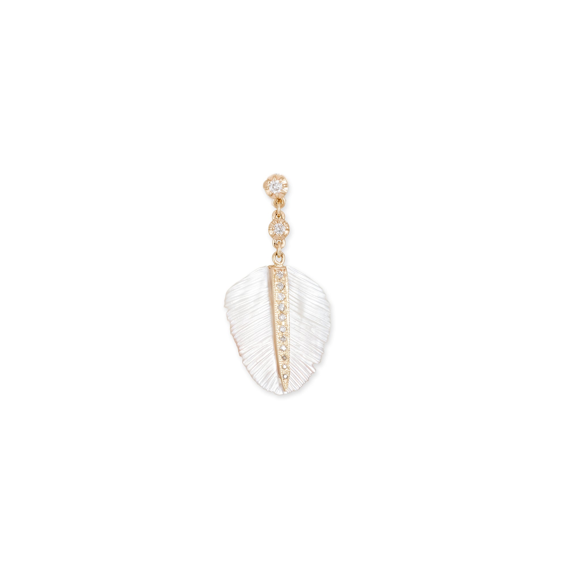 2 Sophia Diamond + Pave Pearl Feather Drop Stud