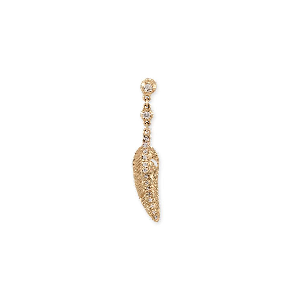 2 Sophia Diamond + Pave Feather Drop Stud