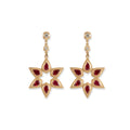 Ruby Teardrop Star of David Drop Stud Earrings