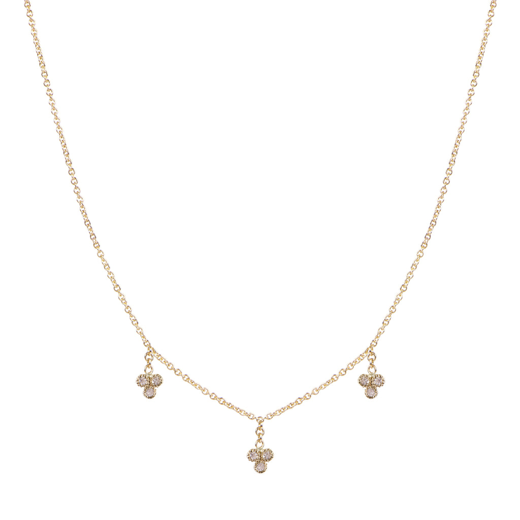 3 Diamond Cluster Drop Necklace