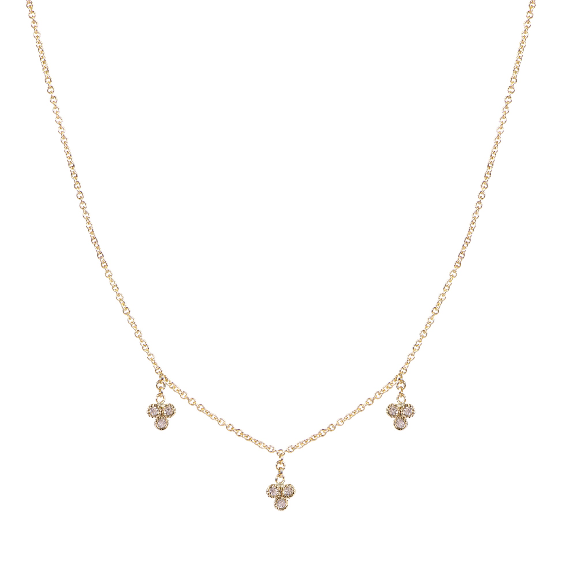 3 DIAMOND CLUSTER DROP NECKLACE