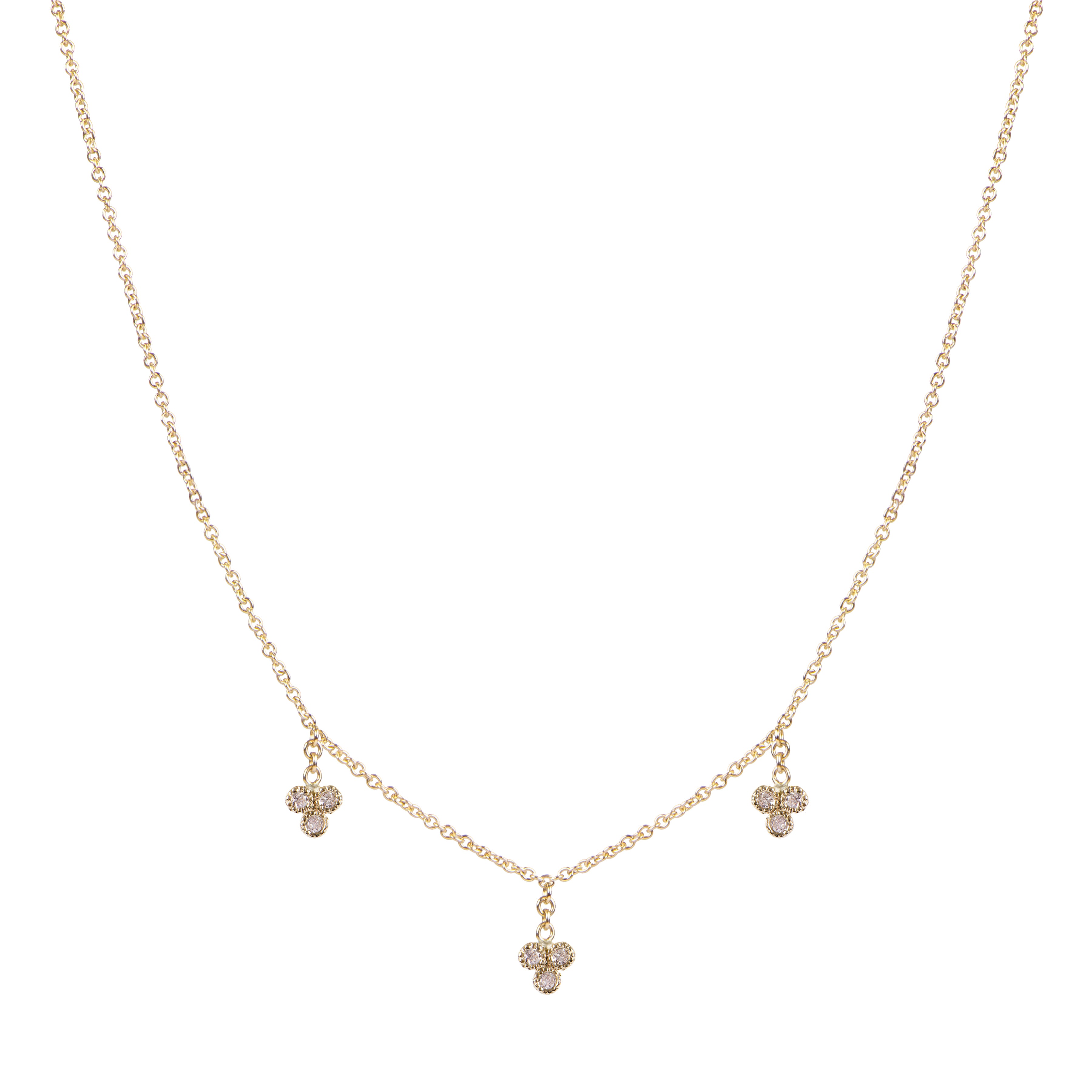 3 Diamond Cluster Drop Necklace