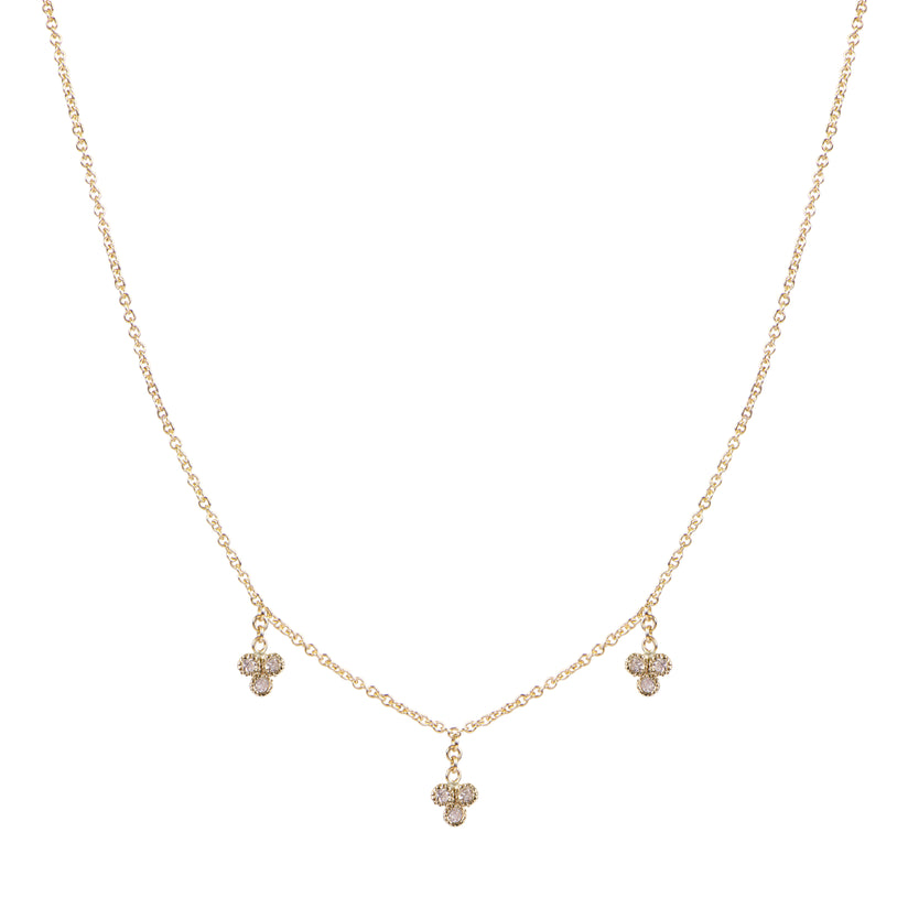 3 DIAMOND CLUSTER DROP NECKLACE