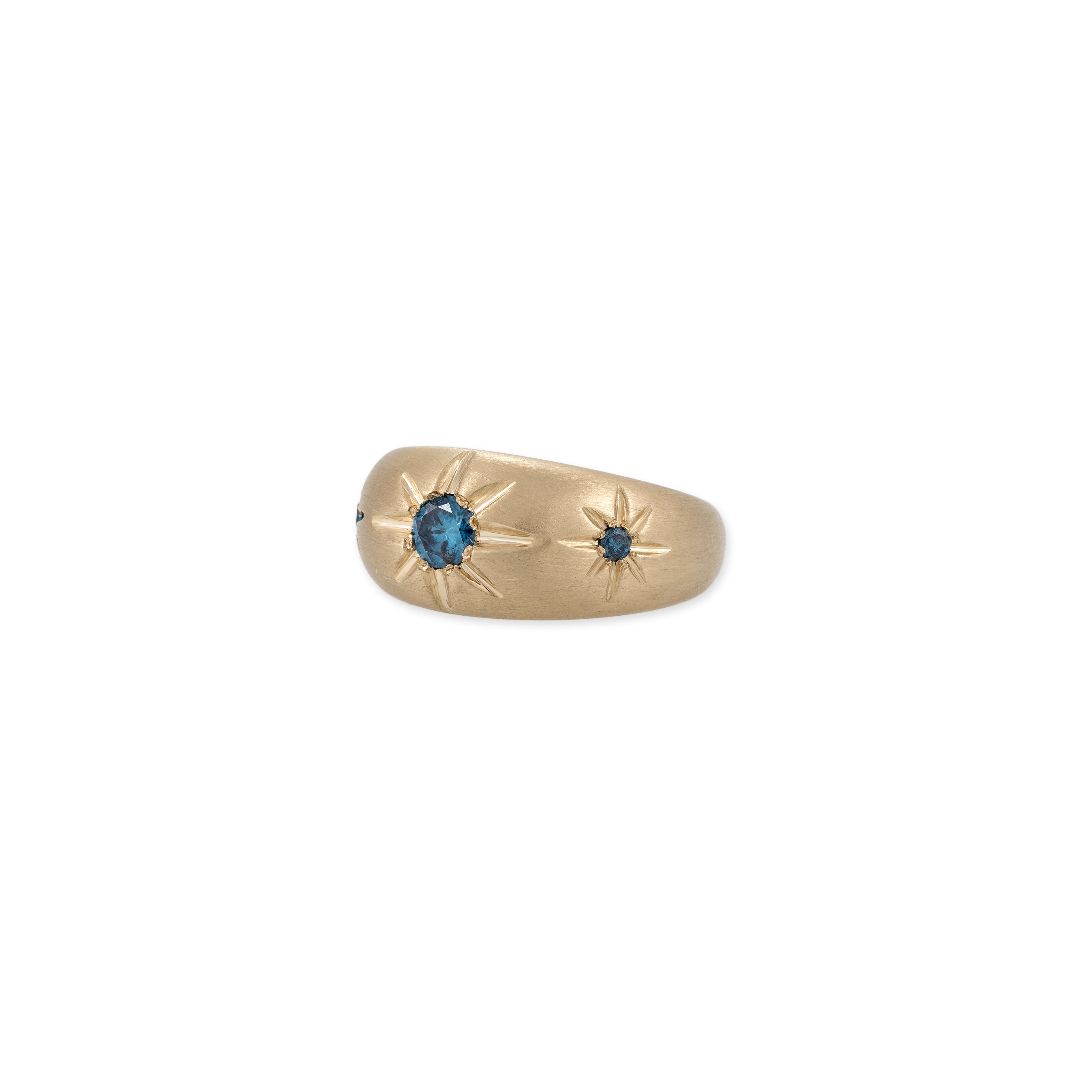 Triple Blue Diamond Starburst Dome Ring