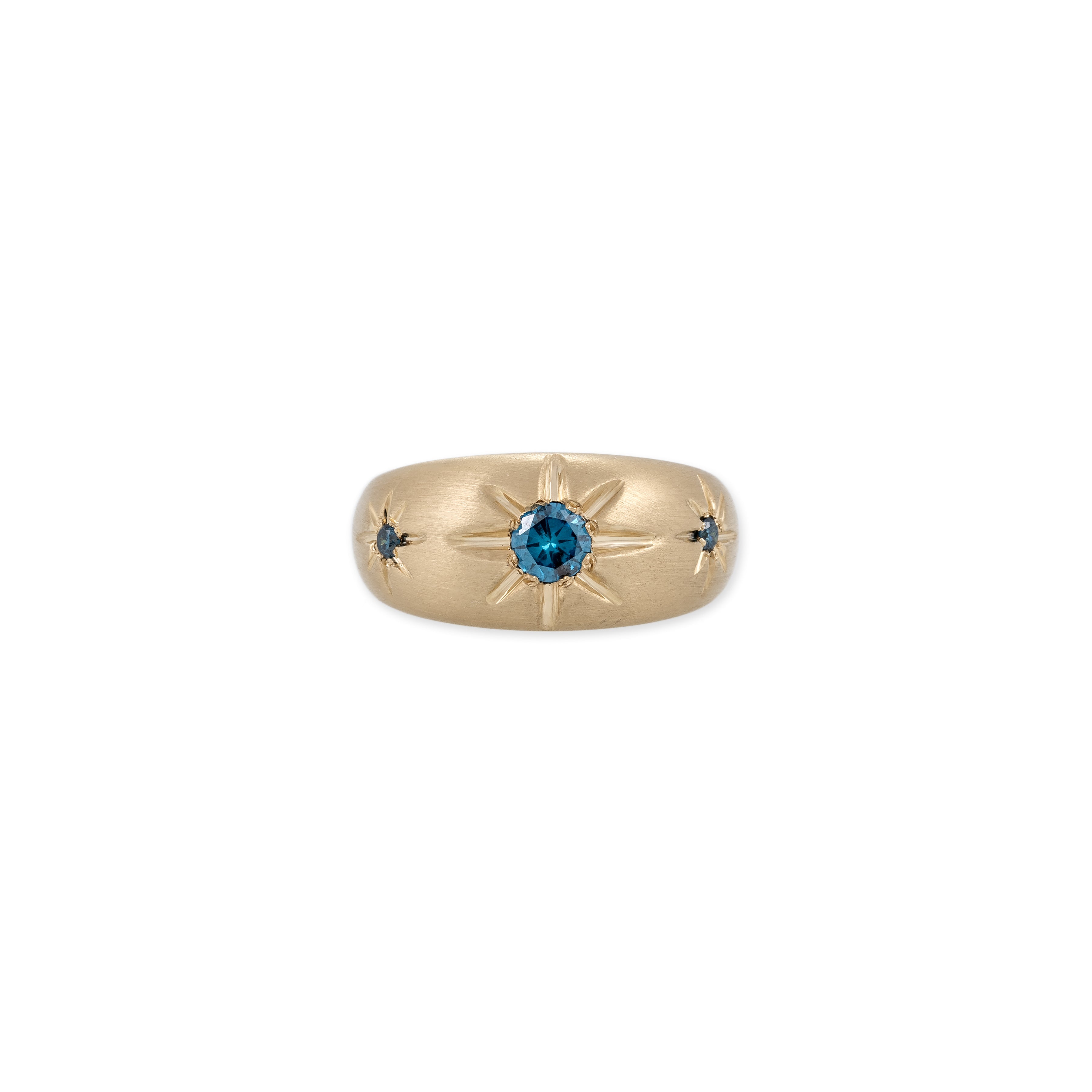 Triple Blue Diamond Starburst Dome Ring