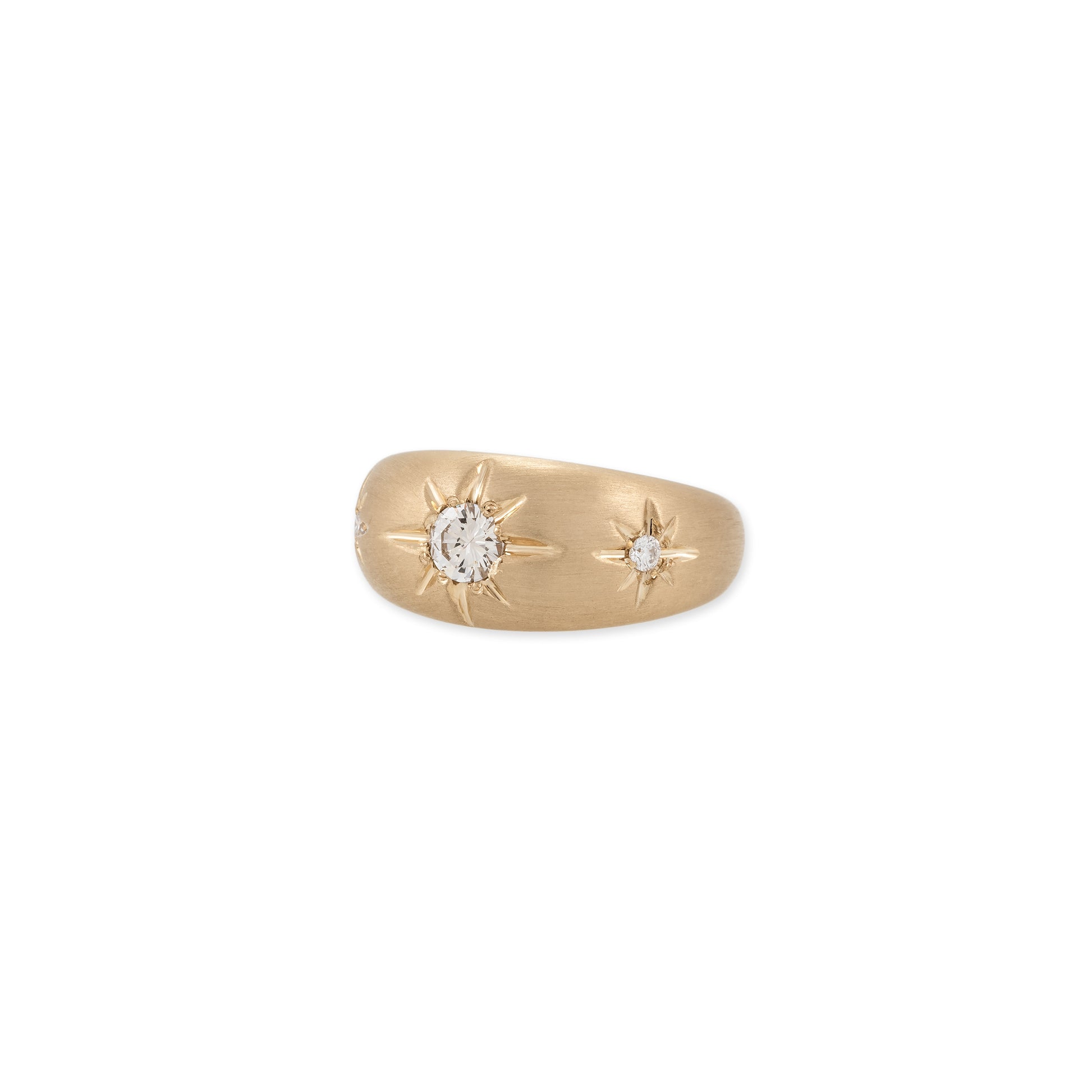 Triple Diamond Starburst Dome Ring