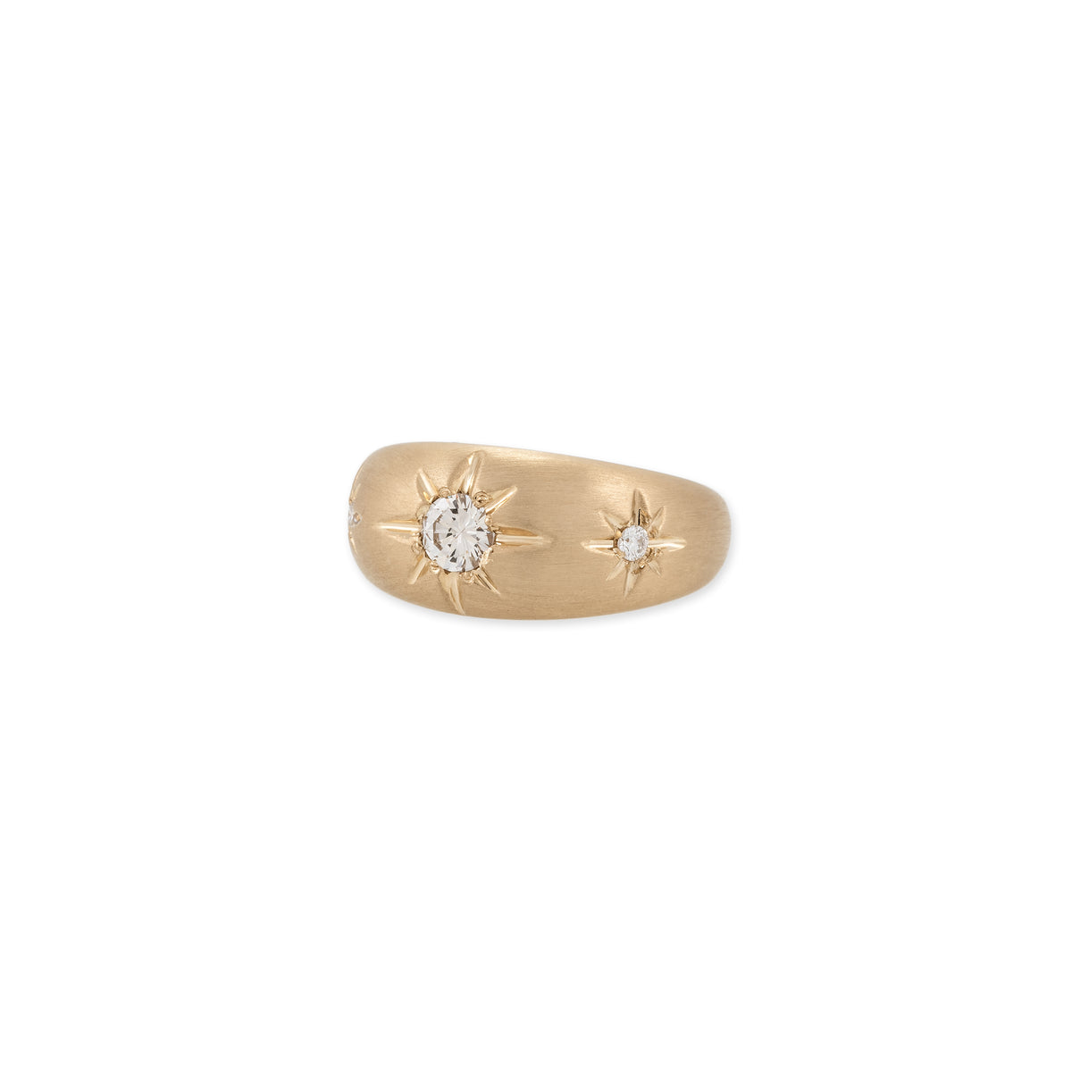 Triple Diamond Starburst Dome Ring