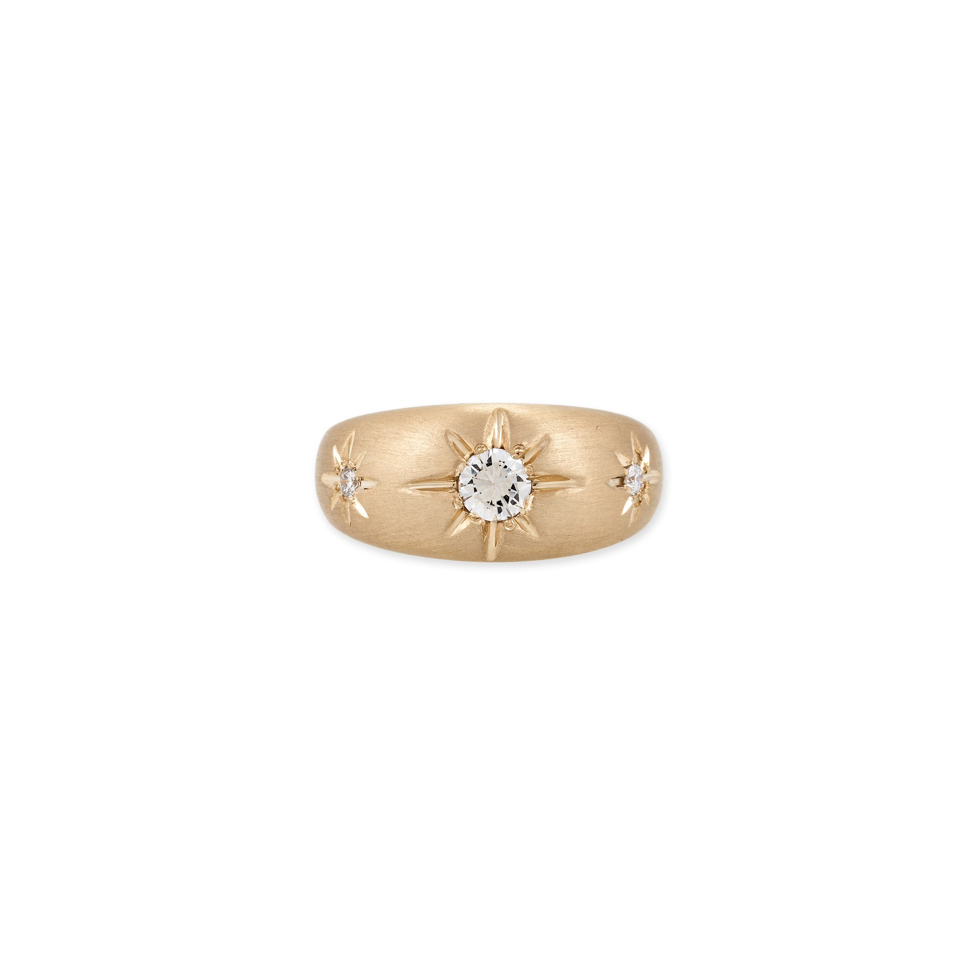 Triple Diamond Starburst Dome Ring