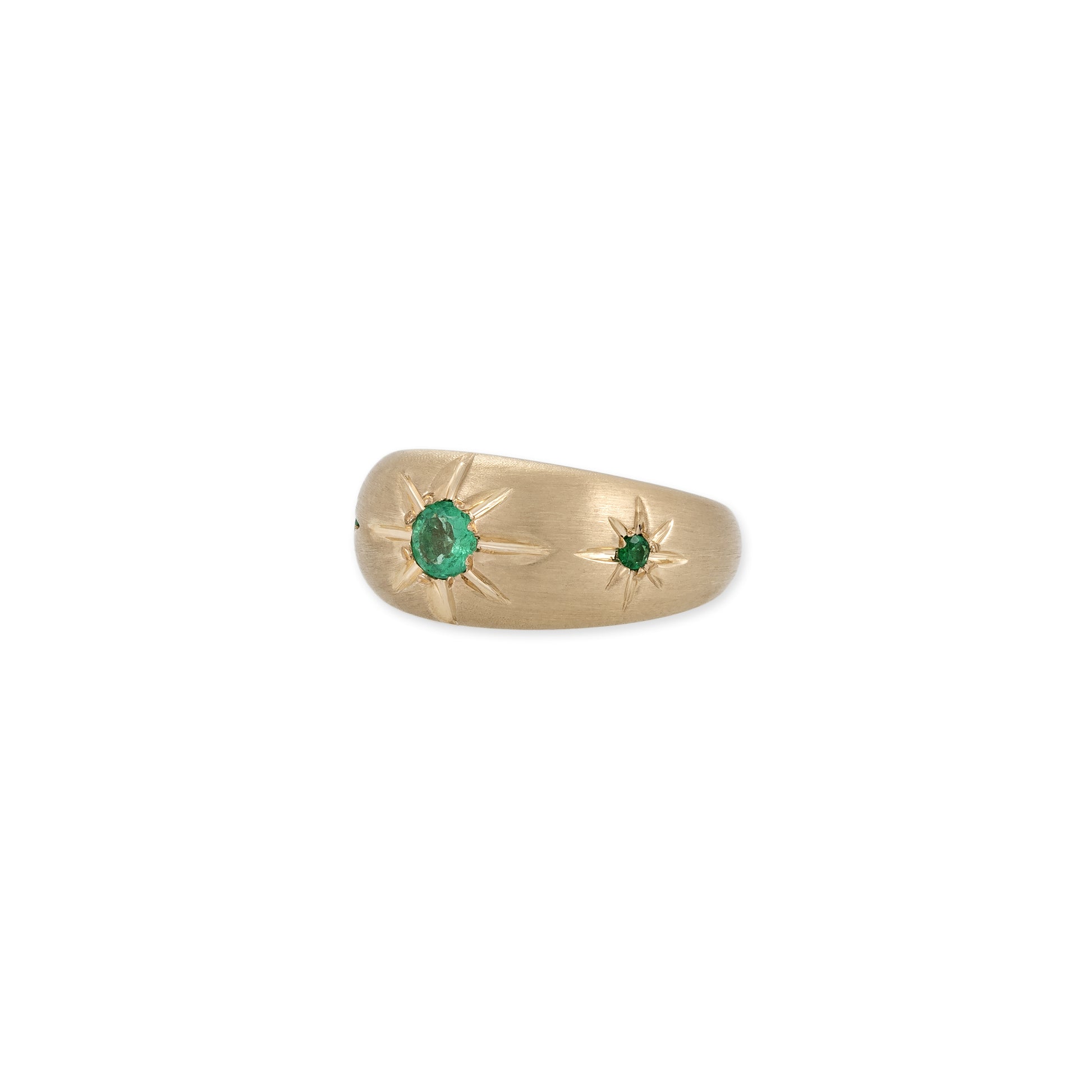 Triple Emerald Starburst Dome Ring