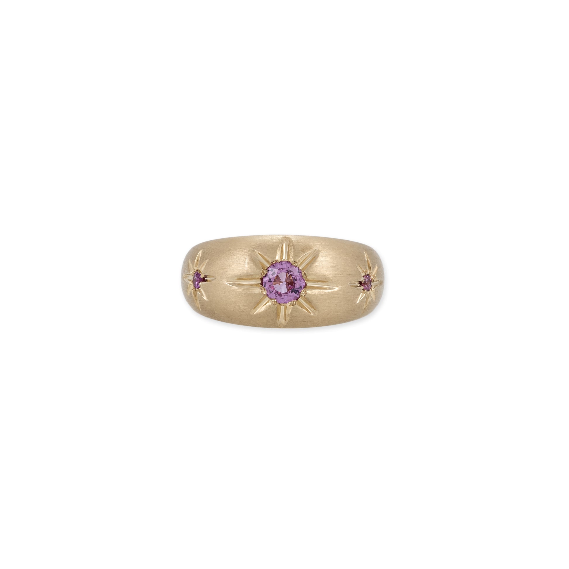 Triple Pink Sapphire Starburst Dome Ring
