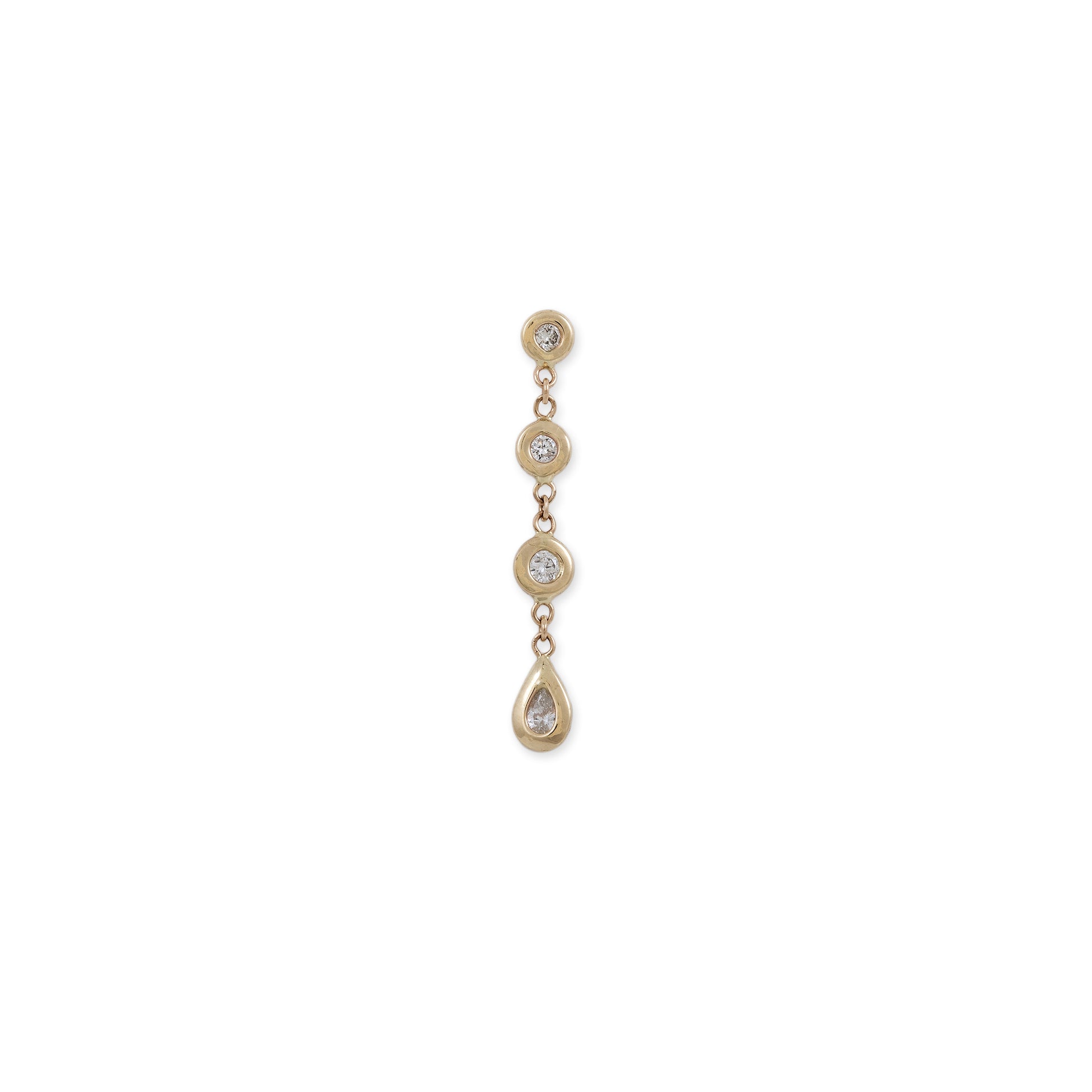 3 + 1 TEARDROP DIAMOND DROP STUD EARRING ON WHITE BACKGROUND