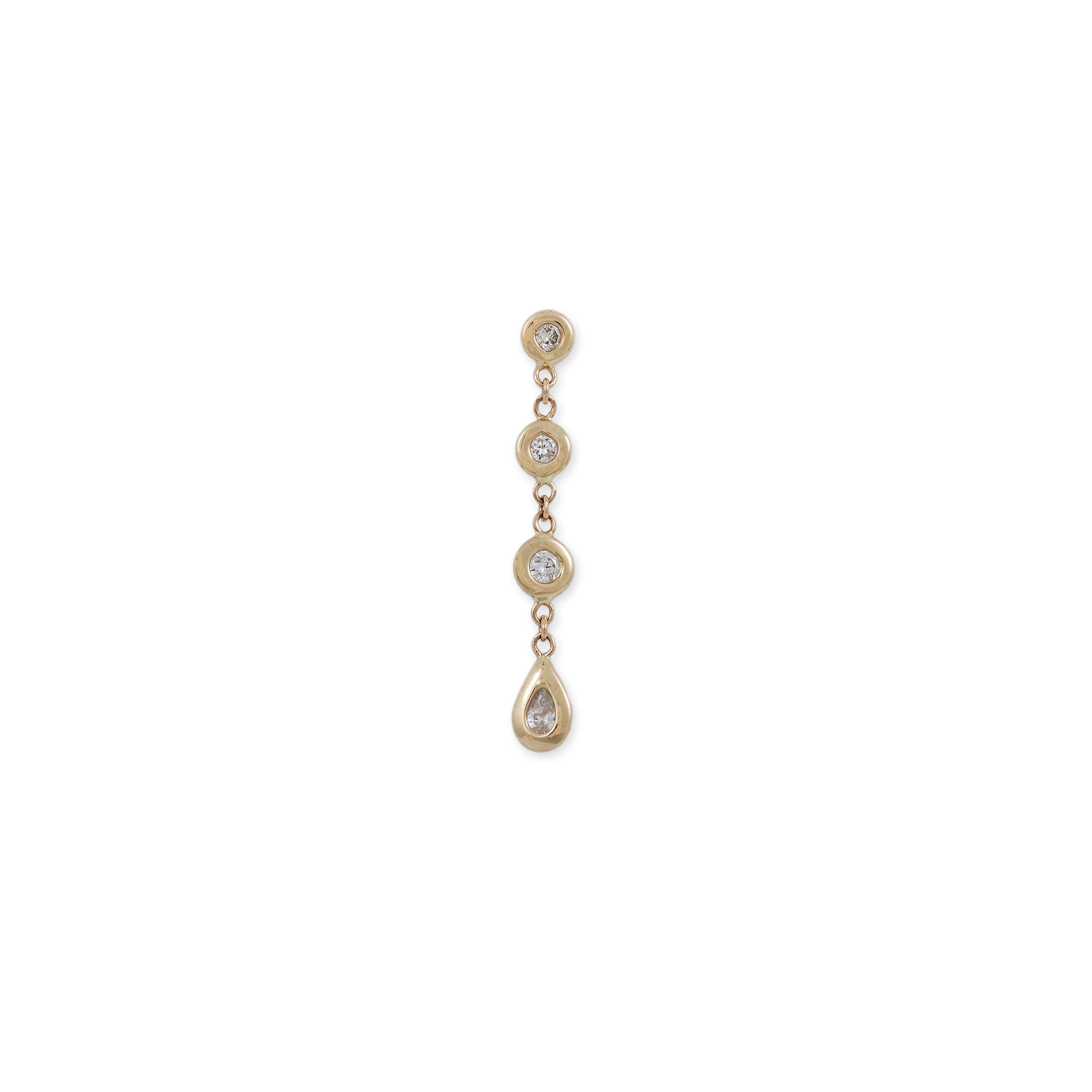 3 + 1 TEARDROP DIAMOND DROP STUD EARRING ON WHITE BACKGROUND