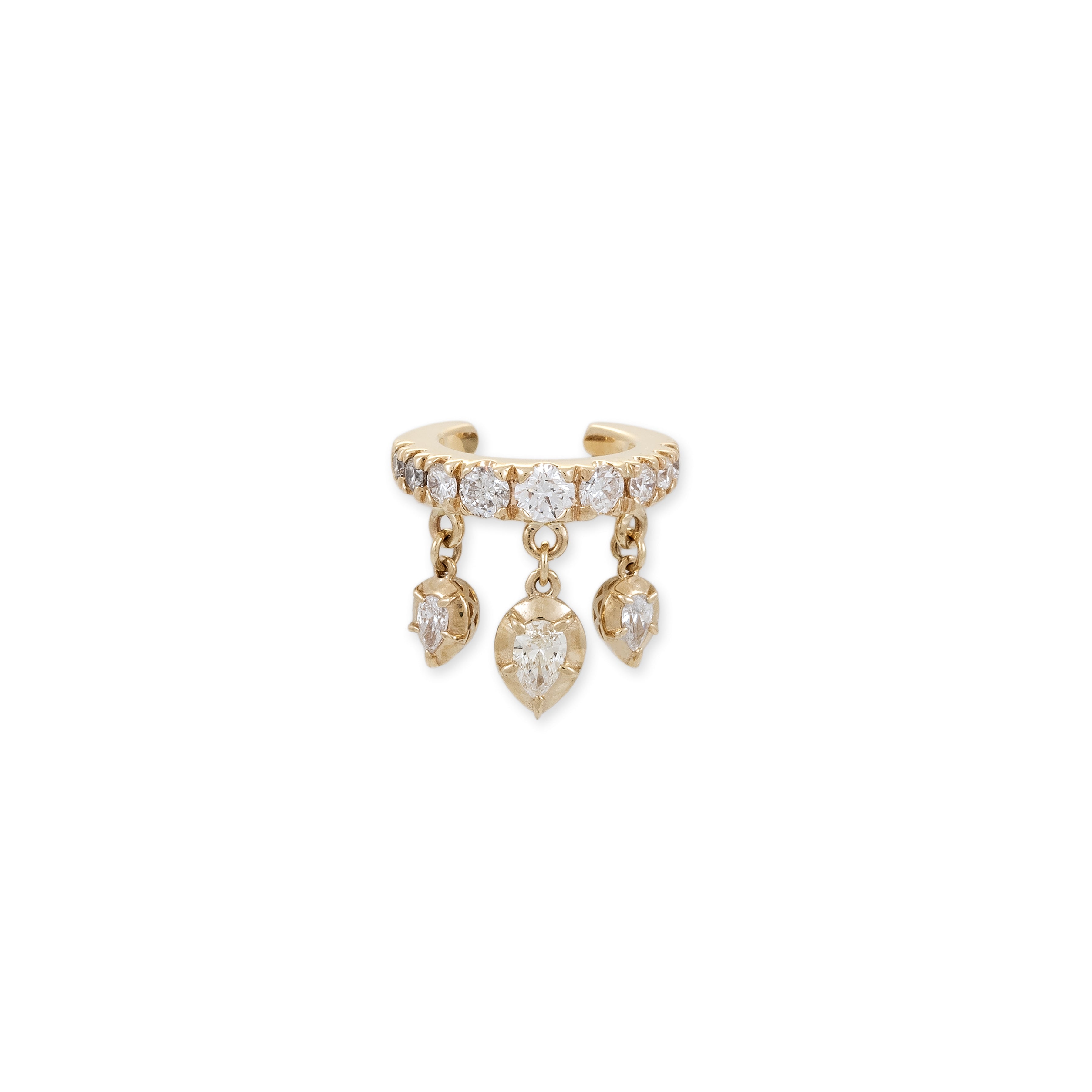 Triple Upside Down Teardrop Sophia Diamond Shaker Pave Ear Cuff