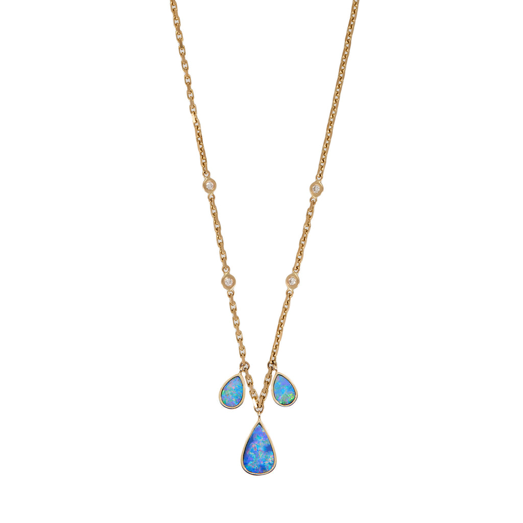 3 Graduated Australian Opal Teardrop Shaker Necklace
