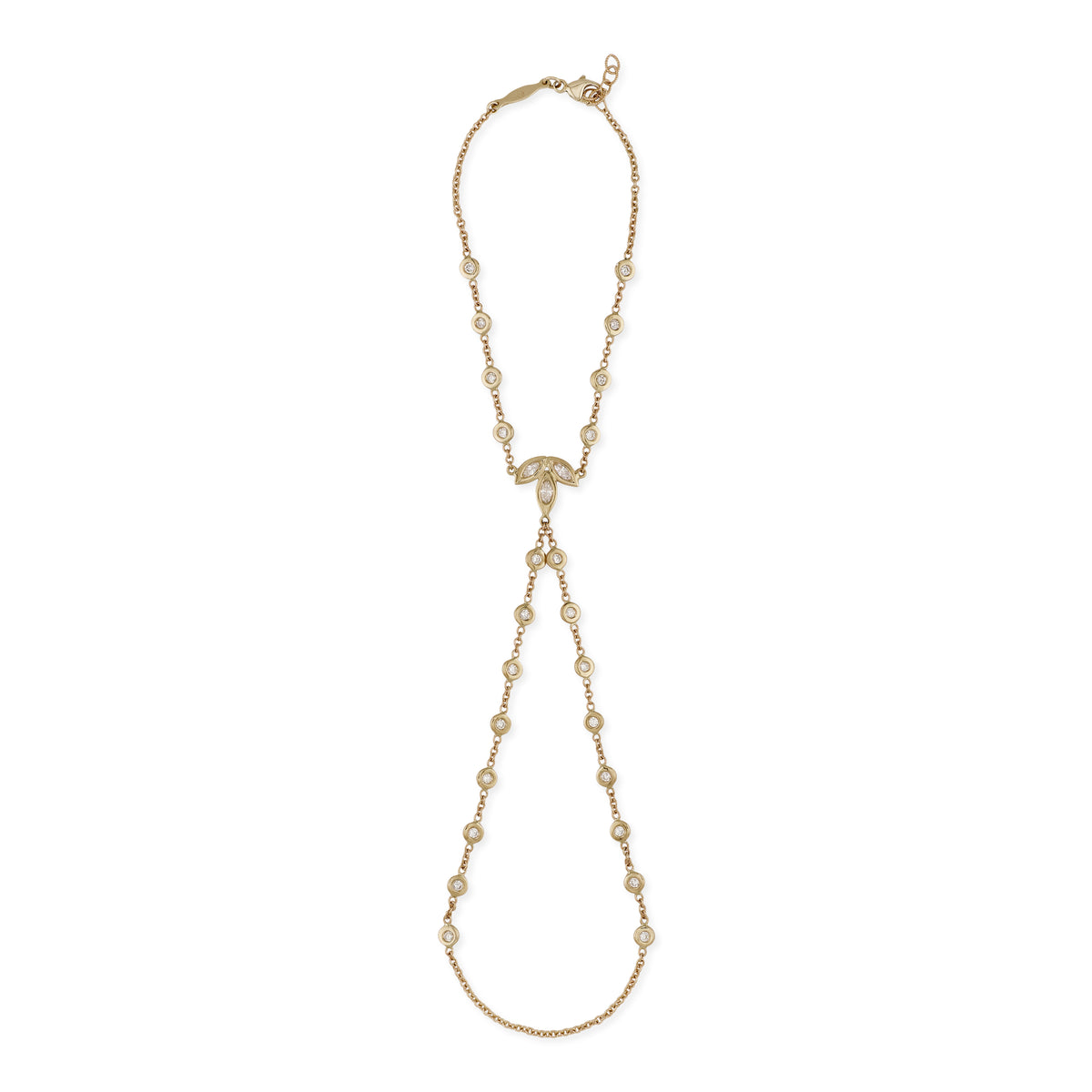 Marquise Diamond Blossom Double Stem Finger Bracelet