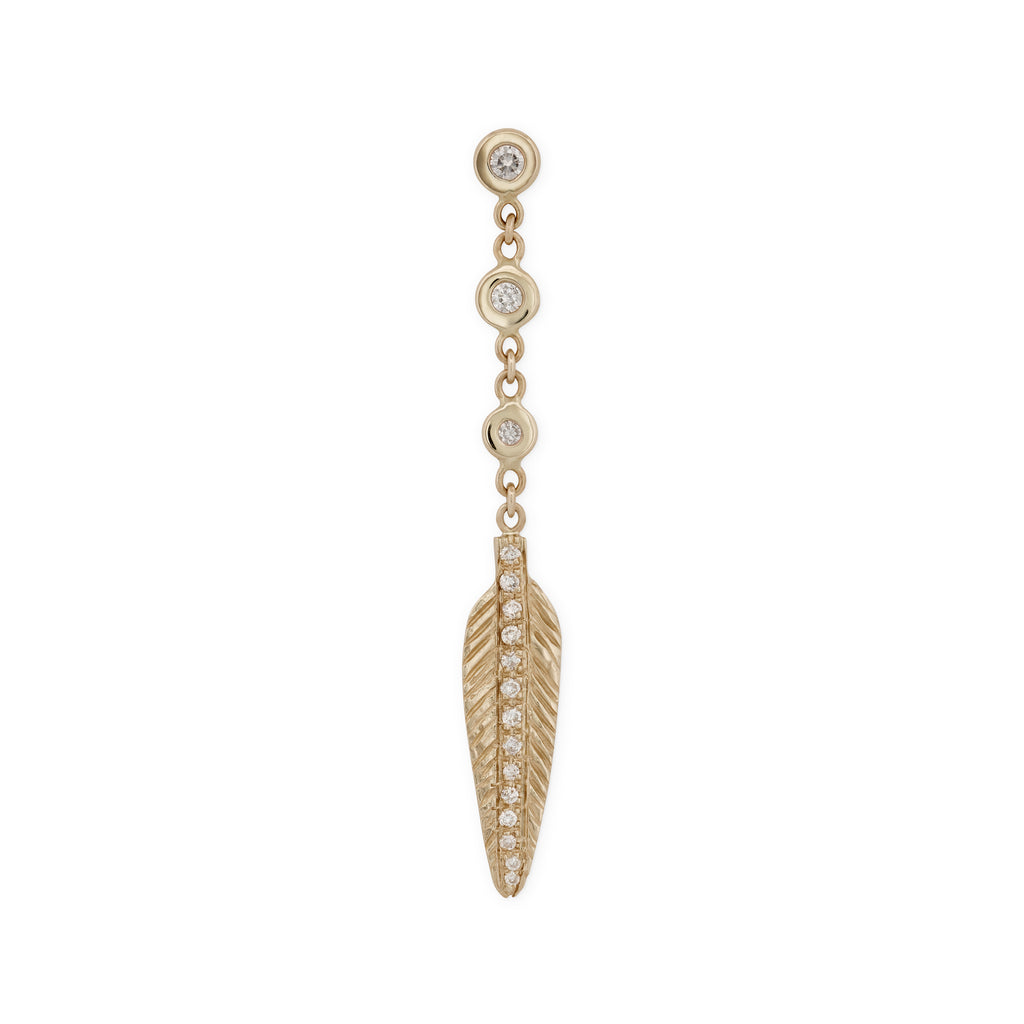 3 Diamond + Pave Feather Drop Stud