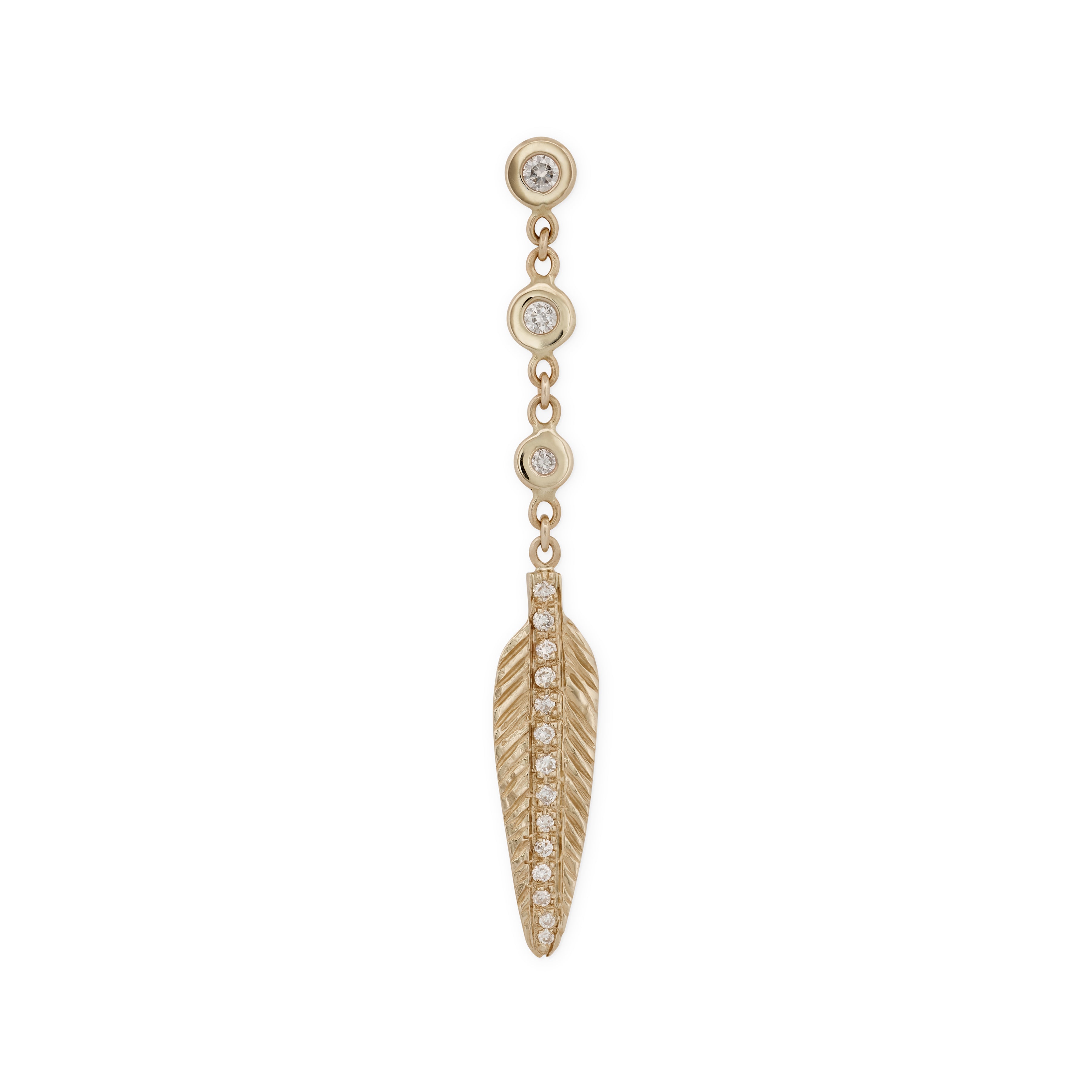 3 Diamond + Pave Feather Drop Stud