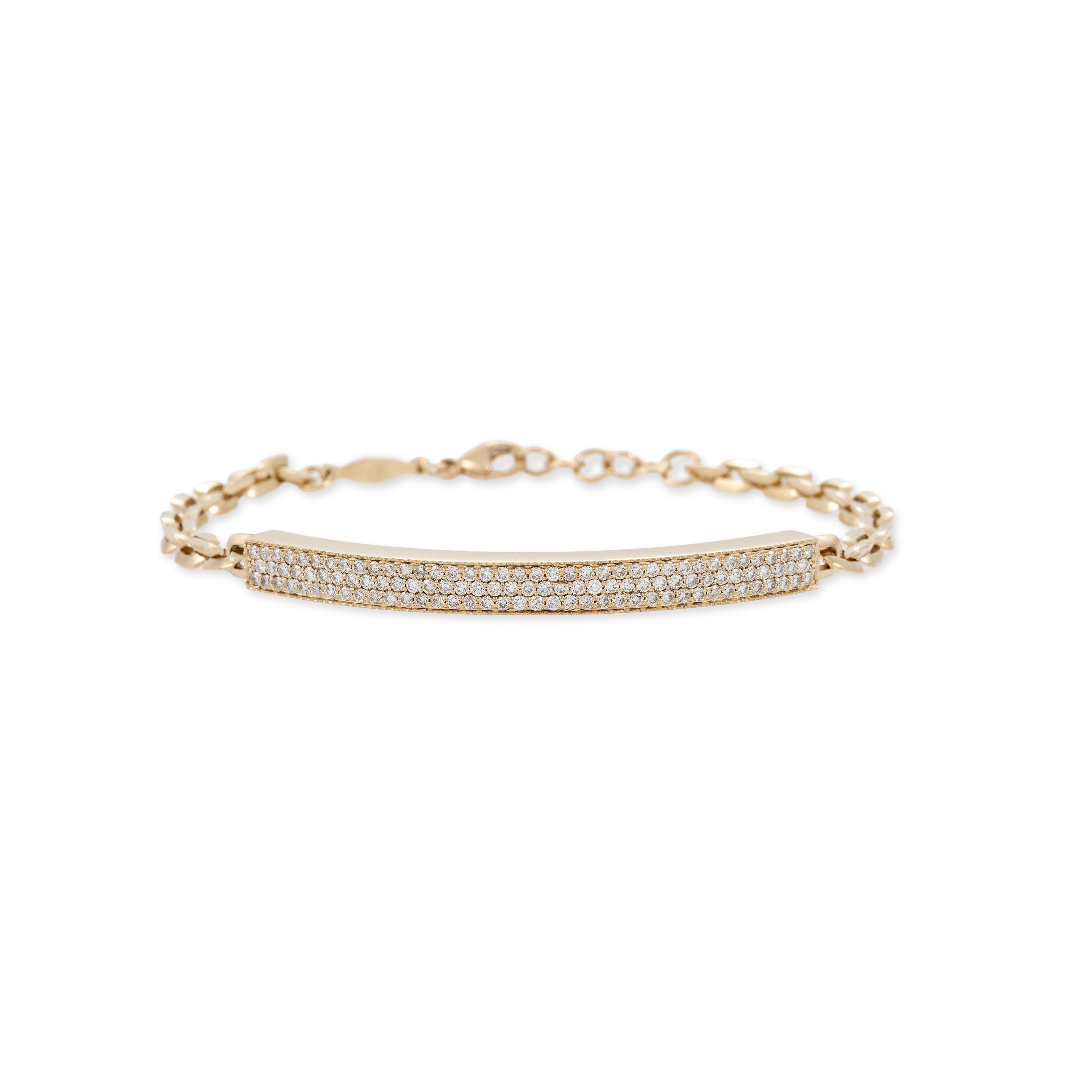 3 ROW PAVE BAR MOE CHAIN BRACELET