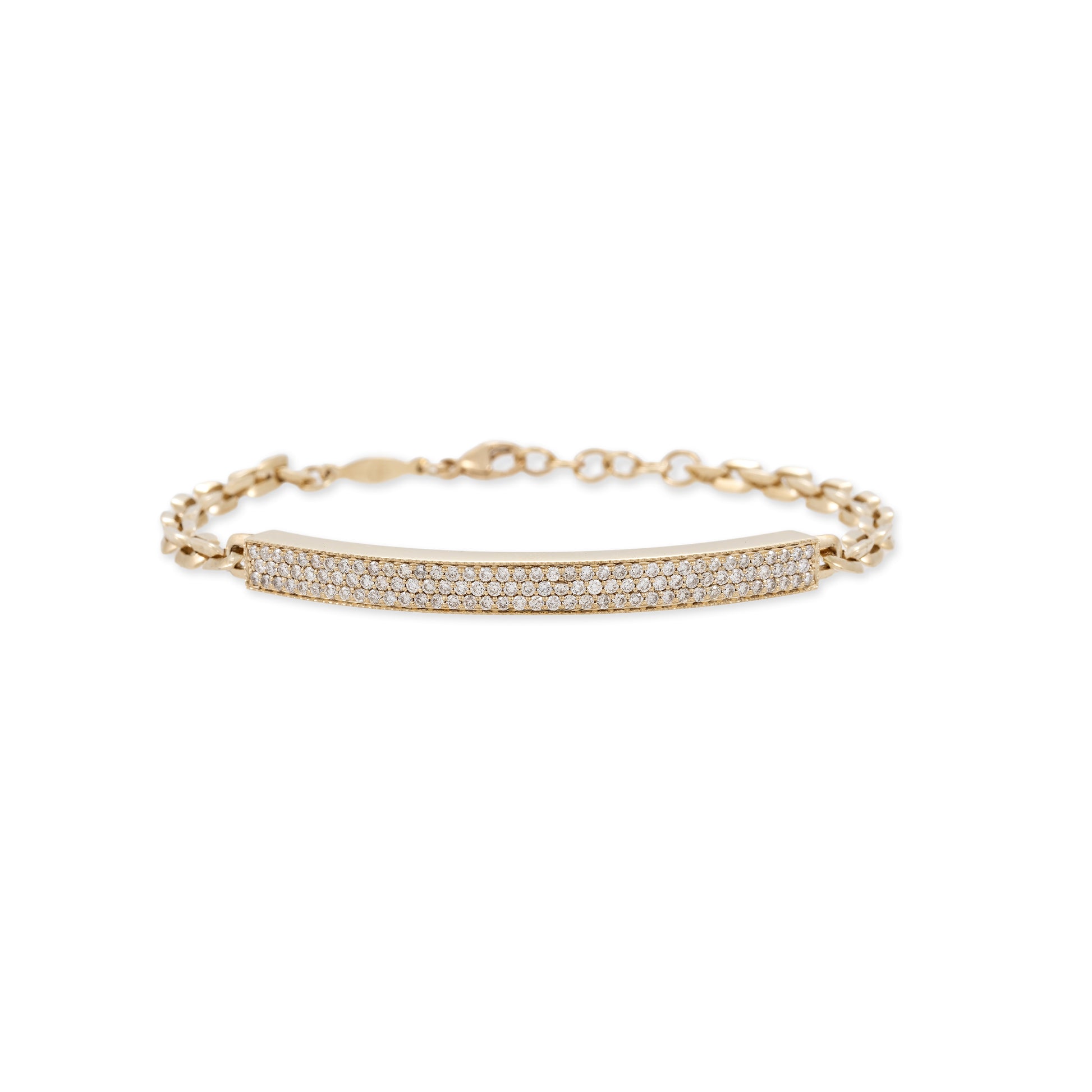 3 Row Pave Bar Moe Chain Bracelet