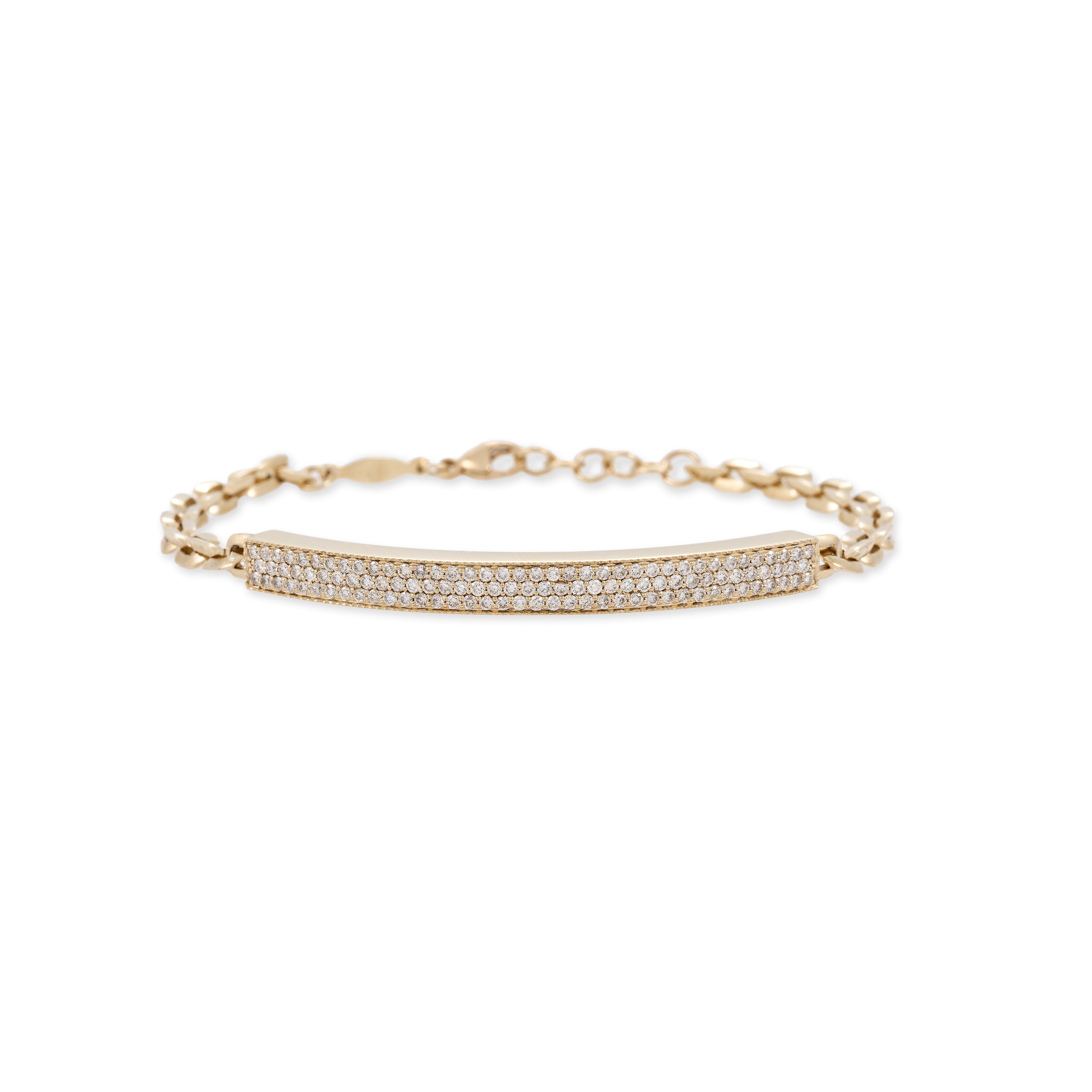 3 Row Pave Bar Moe Chain Bracelet