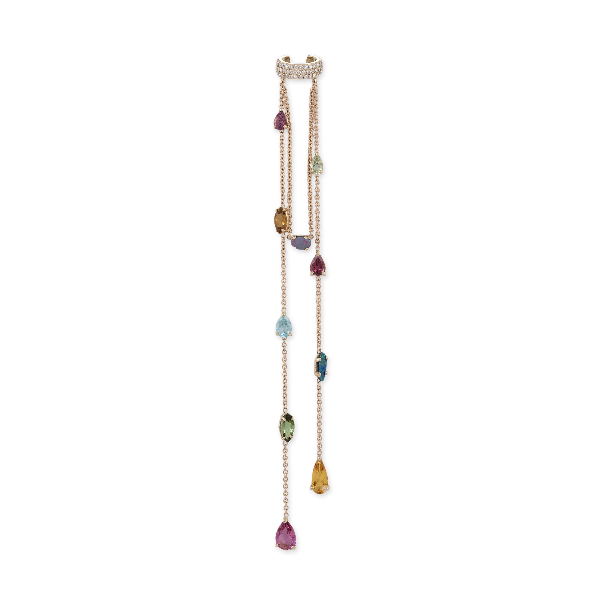 Pave Ear Band + 10 Multi Gemstone Drops