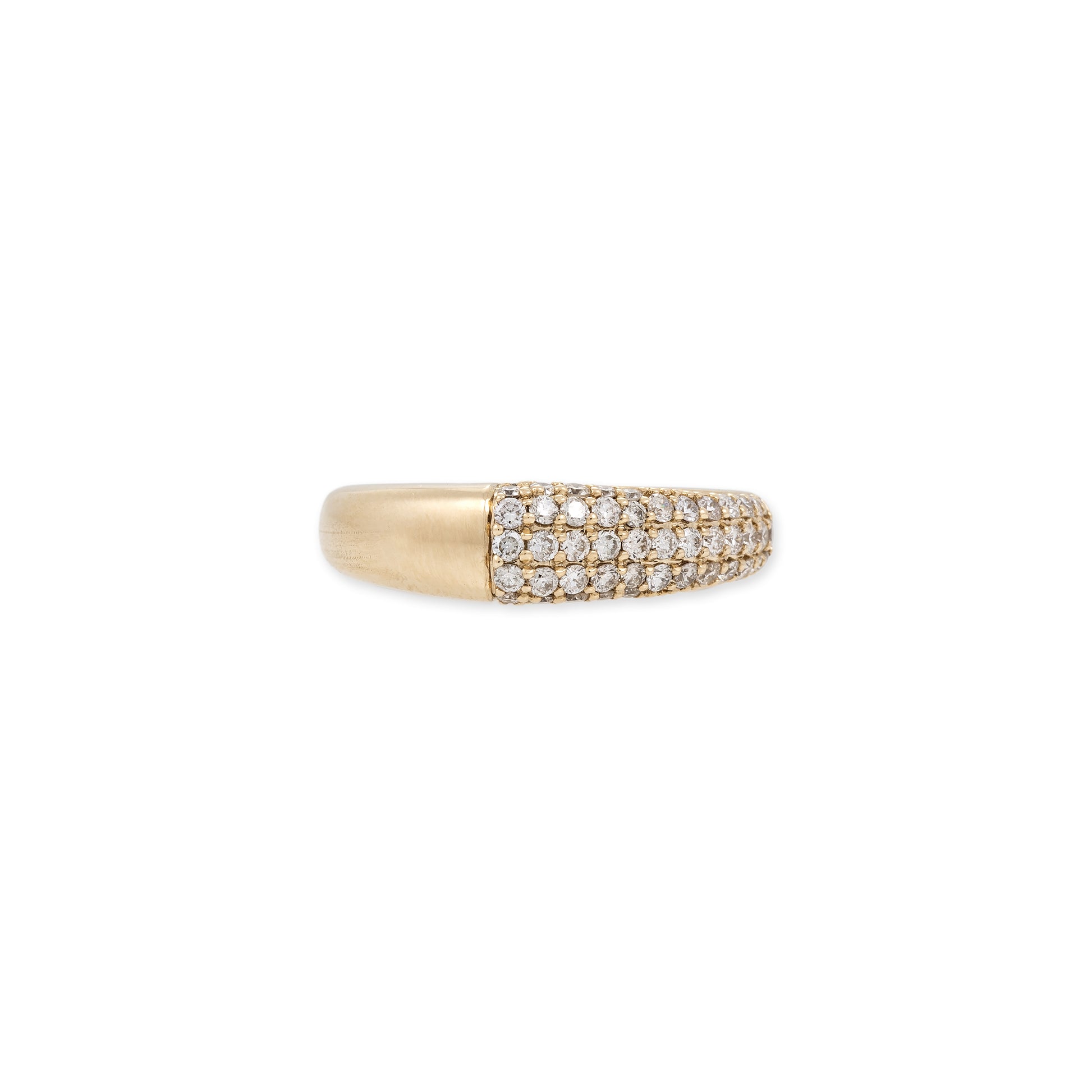 Graduated 3 Row Pave Diamond Peaked Dome Ring