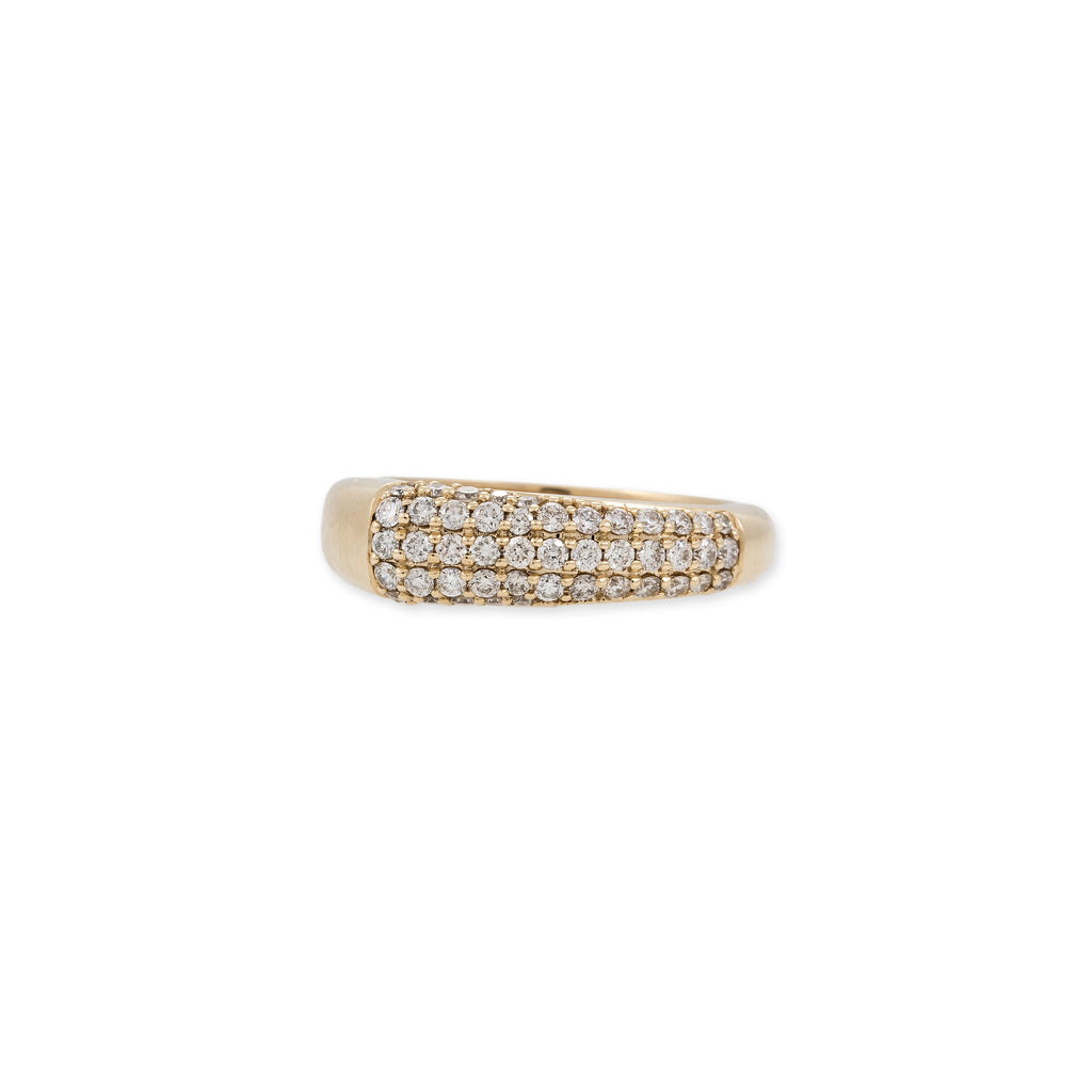 Graduated 3 Row Pave Diamond Peaked Dome Ring