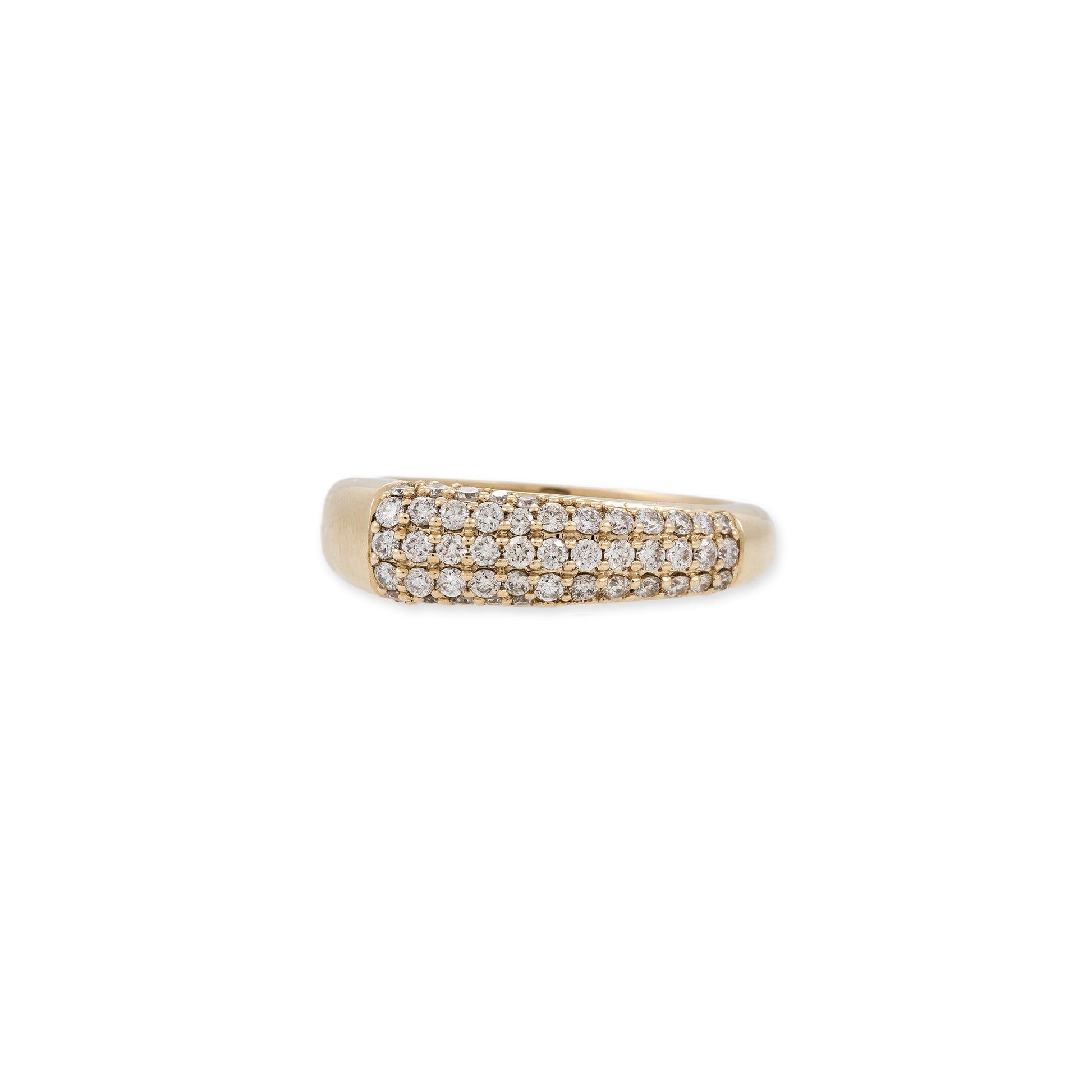 Graduated 3 Row Pave Diamond Peaked Dome Ring
