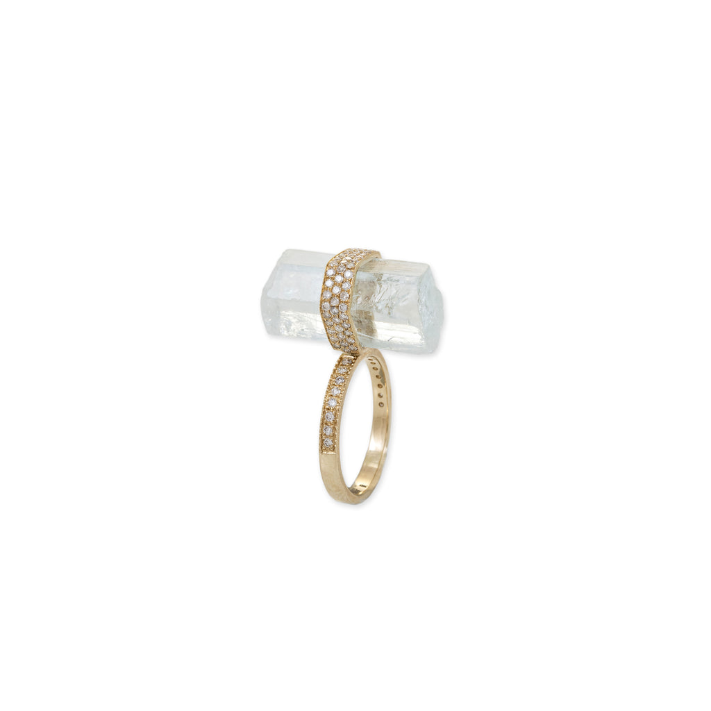 Pave Diamond Raw Aquamarine Ring