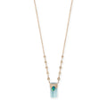 Pave Opal Teardrop Cap + Aquamarine Crystal Necklace