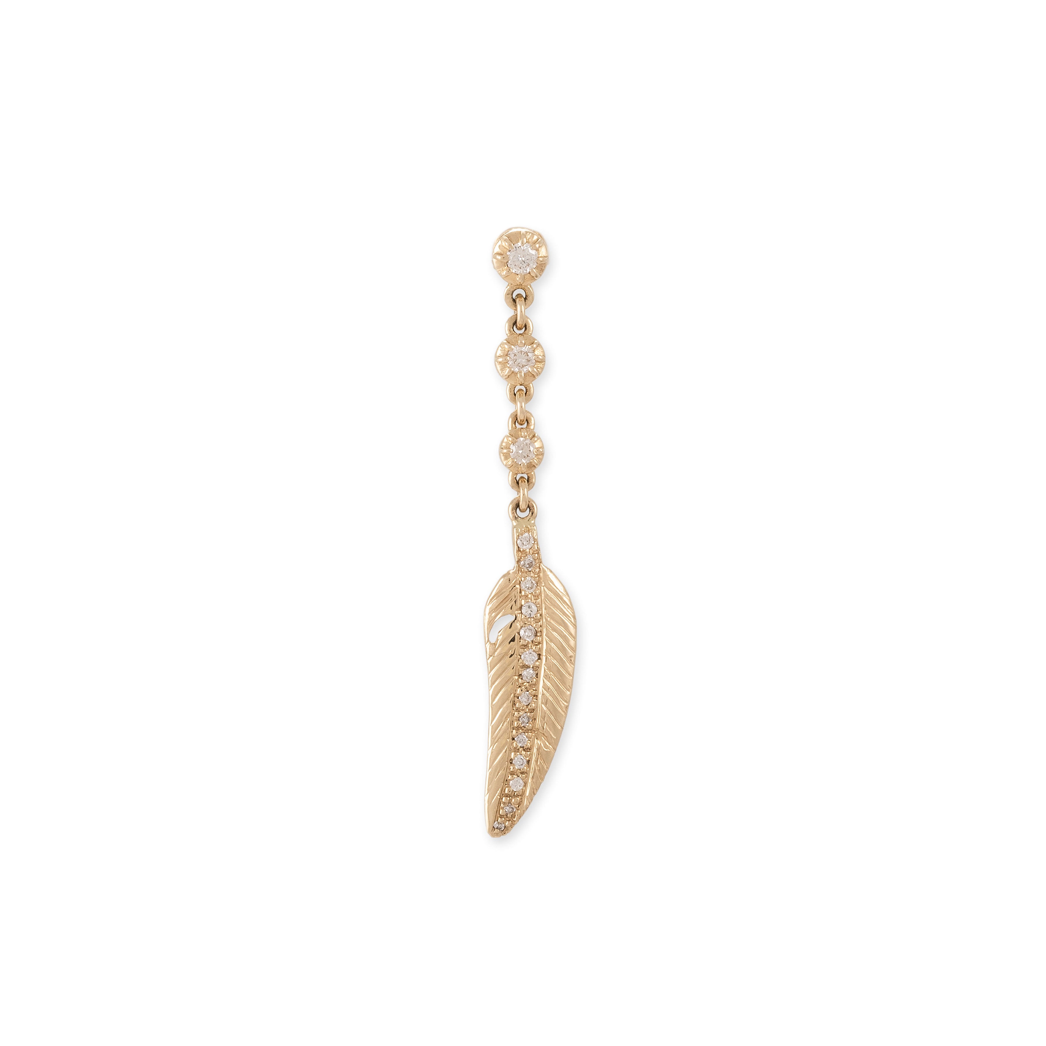 3 Sophia Diamond + Pave Feather Drop Stud