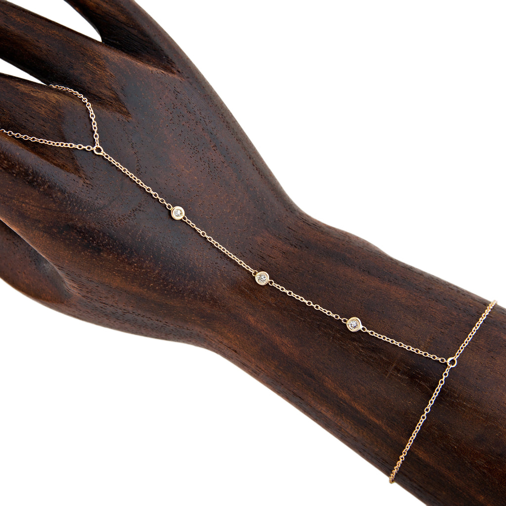 3 Spaced Out Diamond Finger Bracelet