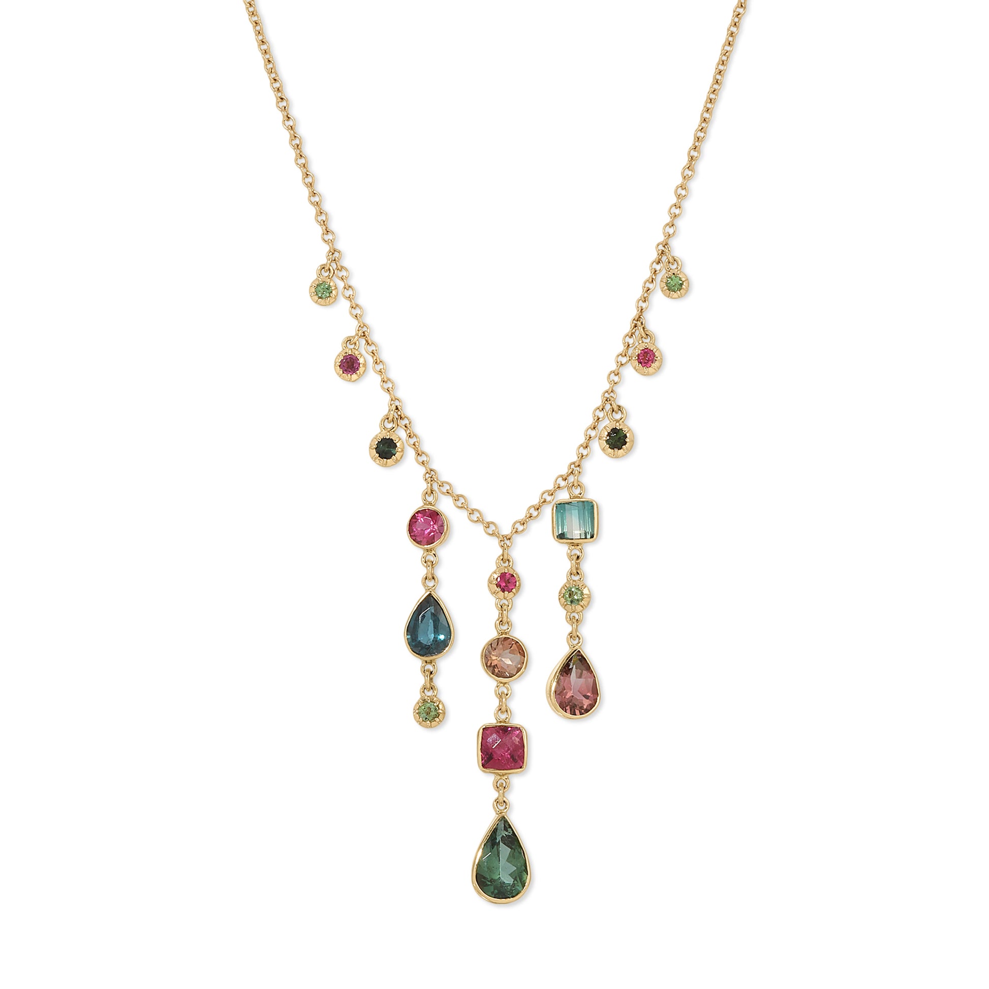Multi Shape Tourmaline Shower + Sophia Shaker Necklace