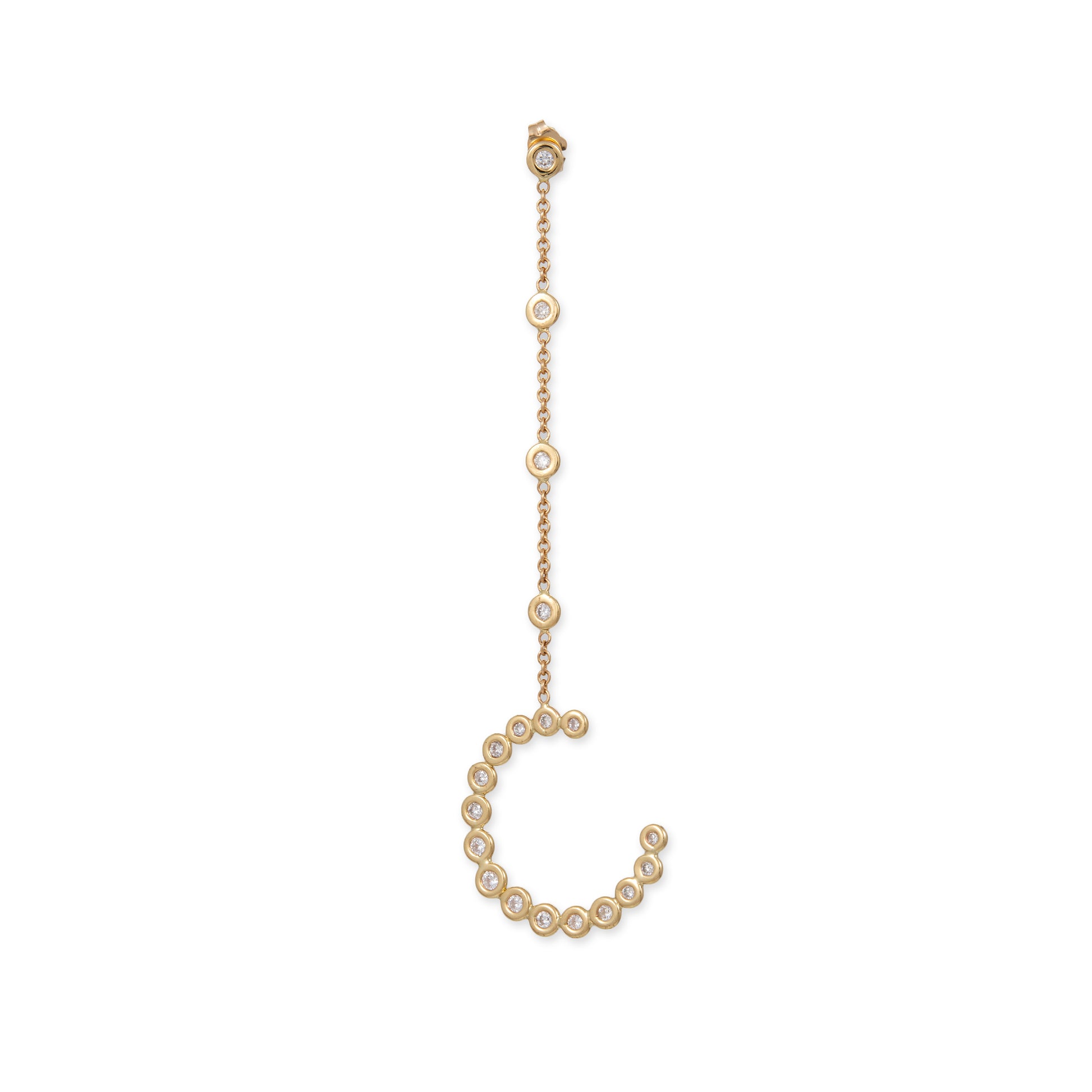 4 Diamond Bezel + Crescent Diamond Bezel Drop Stud