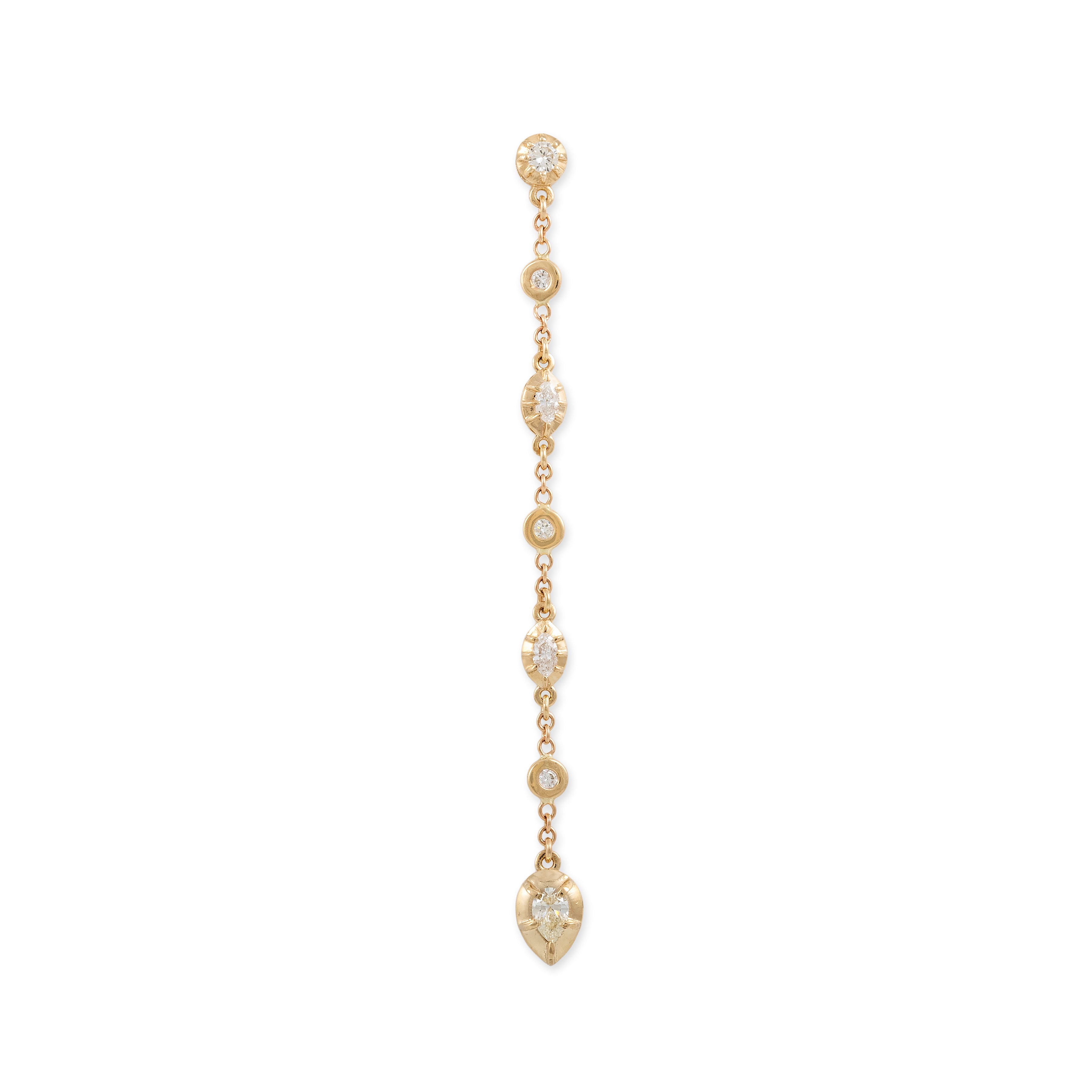 Multi Shape Sophia Diamond + Round Diamond Drop Stud