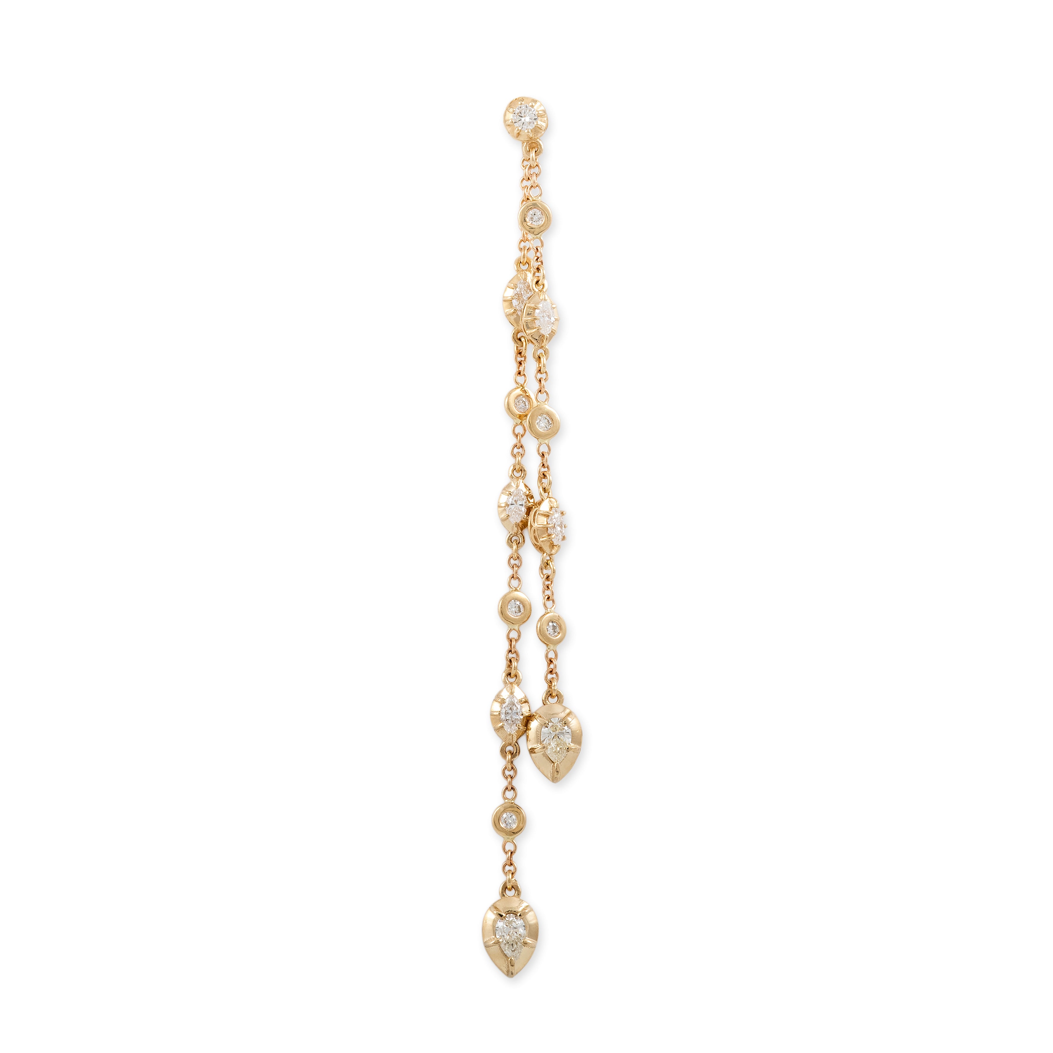 Multi Shape Sophia Diamond + Round Diamond Drop Stud