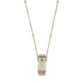 Pavé Sapphire Center Cap + Watermelon Tourmaline Crystal Necklace