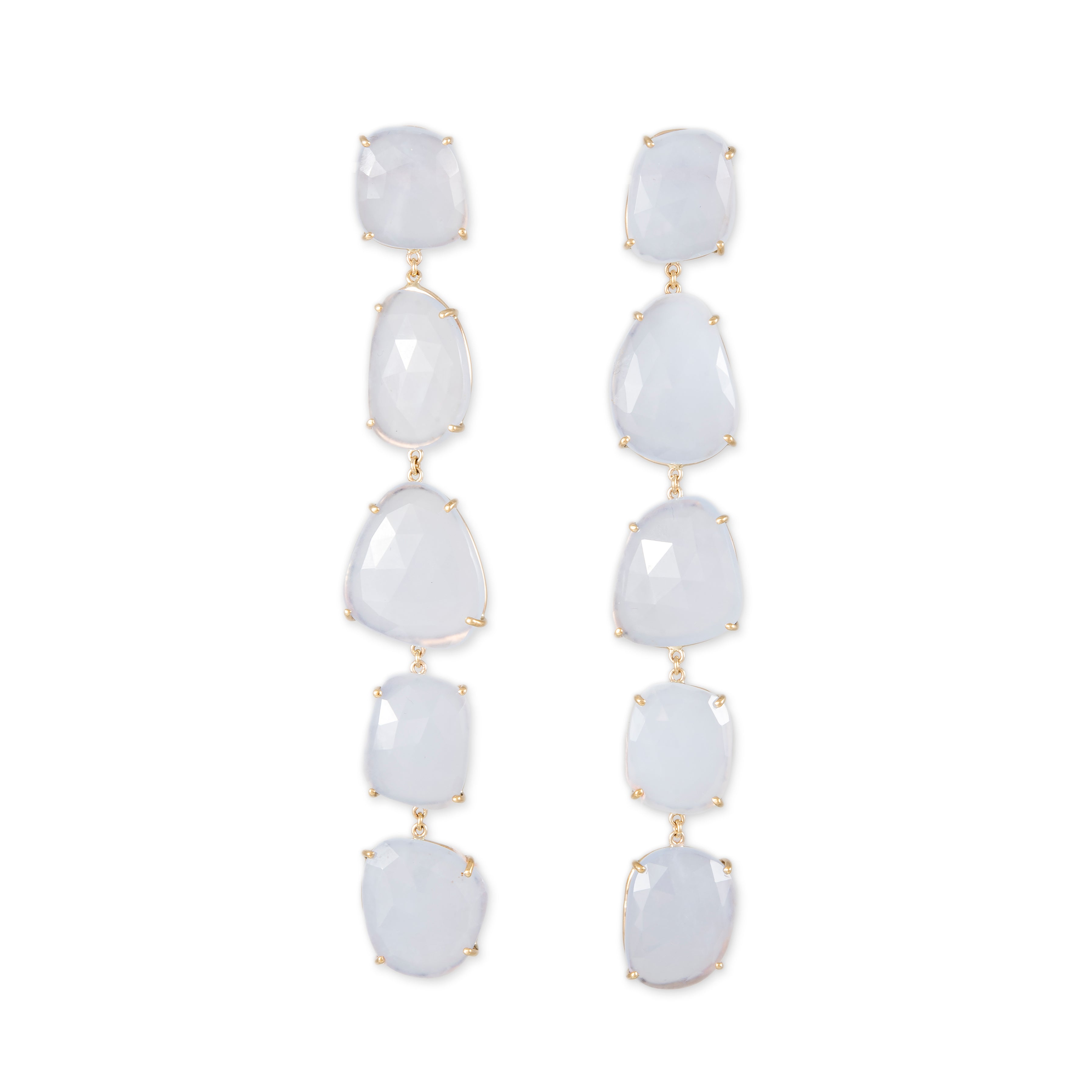 Freeform Slice Lavender Chalcedony Earrings