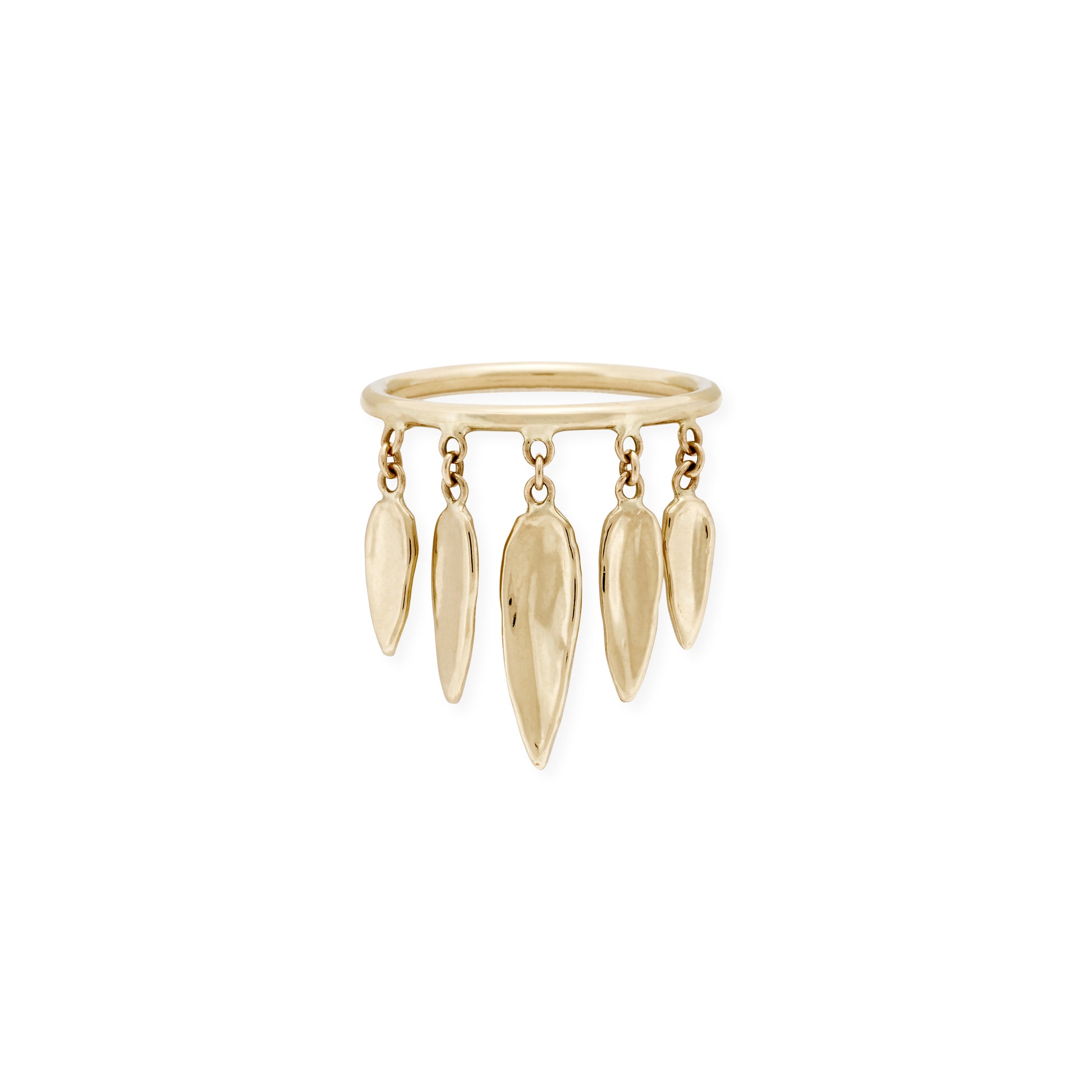 Graduated Hammered Teardrop Shaker Ring