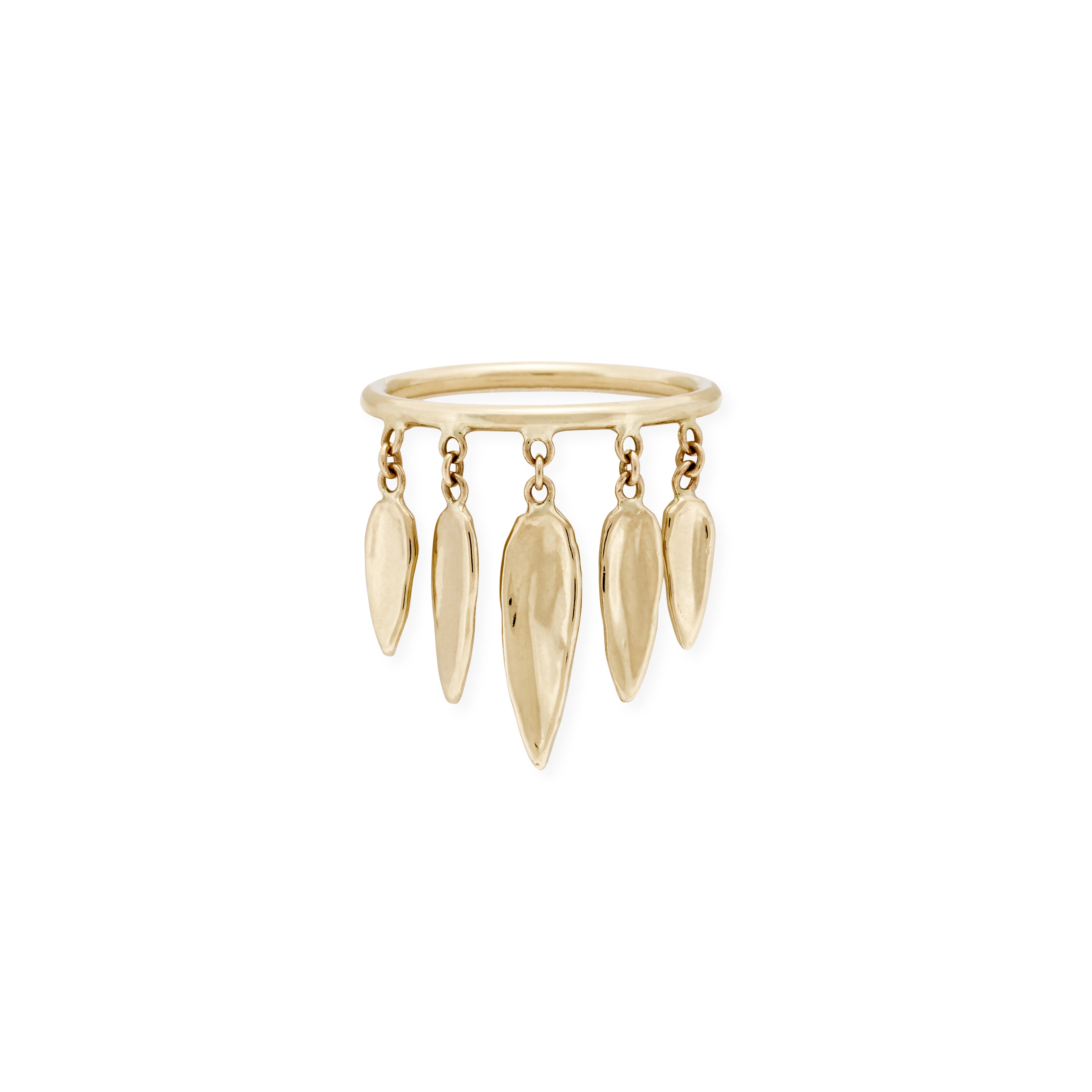 Graduated Hammered Teardrop Shaker Ring
