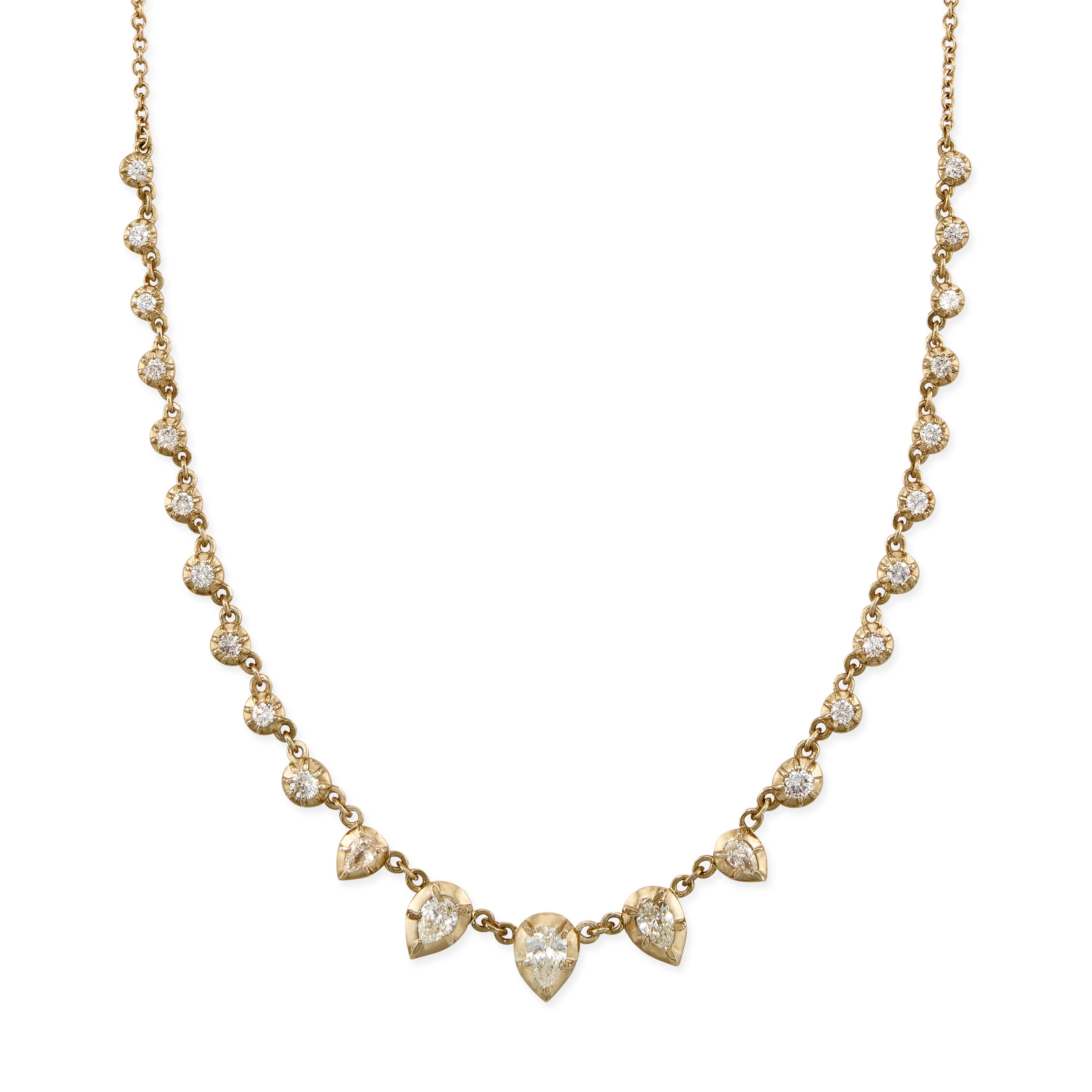 Teardrop + Round Graduated Sophia Diamond Necklace