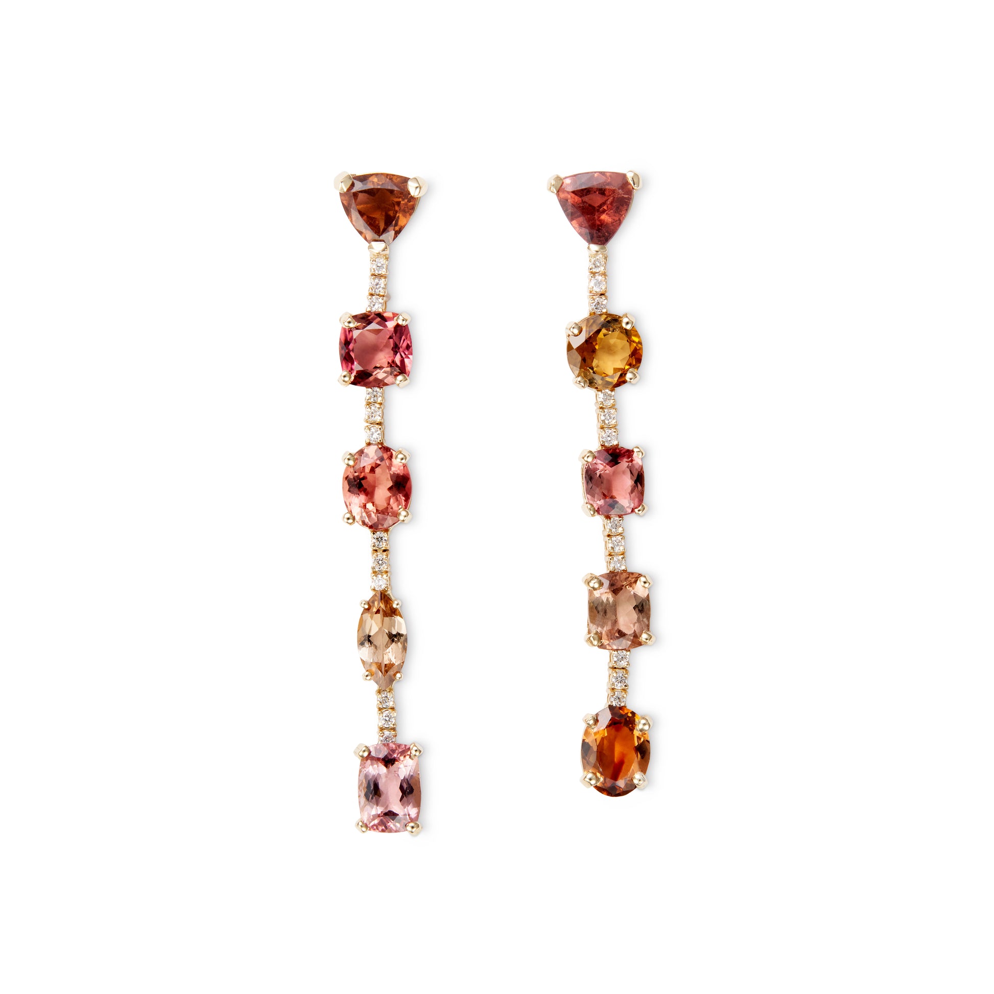 Pink Tourmaline Diamond Twiggy Earrings