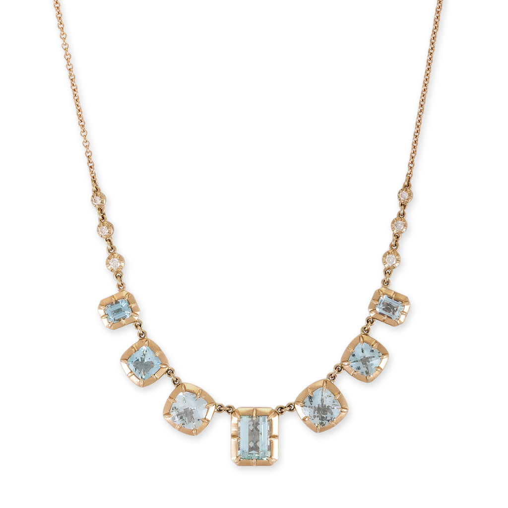 7 Aquamarine Sophia Bezel Diamond Necklace