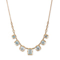 7 Aquamarine Vintage Bezel Diamond Necklace