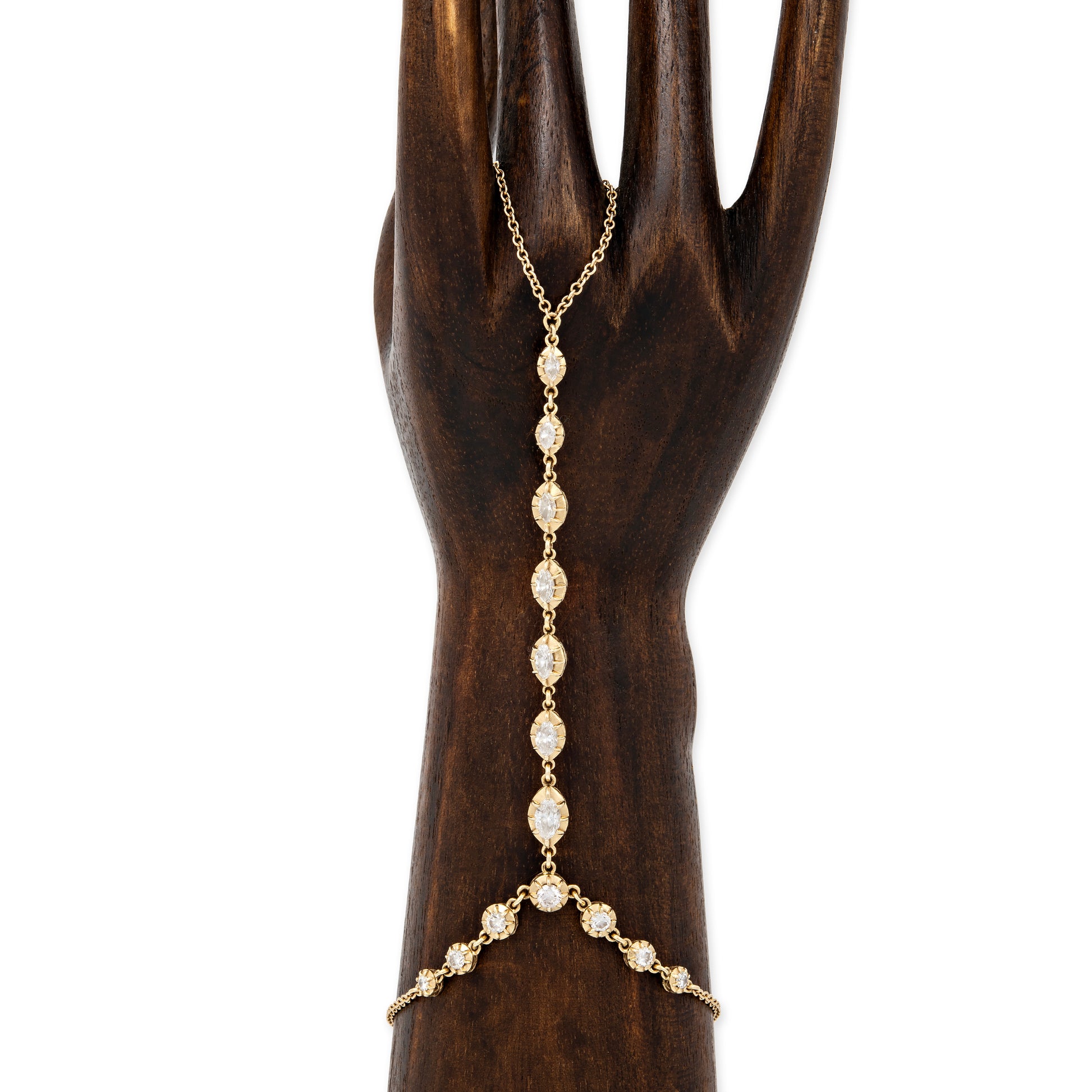 Graduated Marquise + Round Sophia Diamond Finger Bracelet