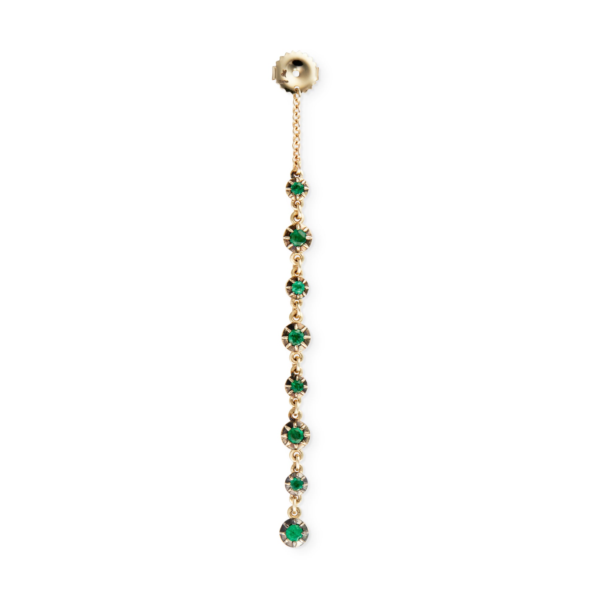 8 Black Rhodium Round Sophia Emerald Earring Back