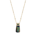 Pave Green Tourmaline Cap + Labradorite Crystal Necklace